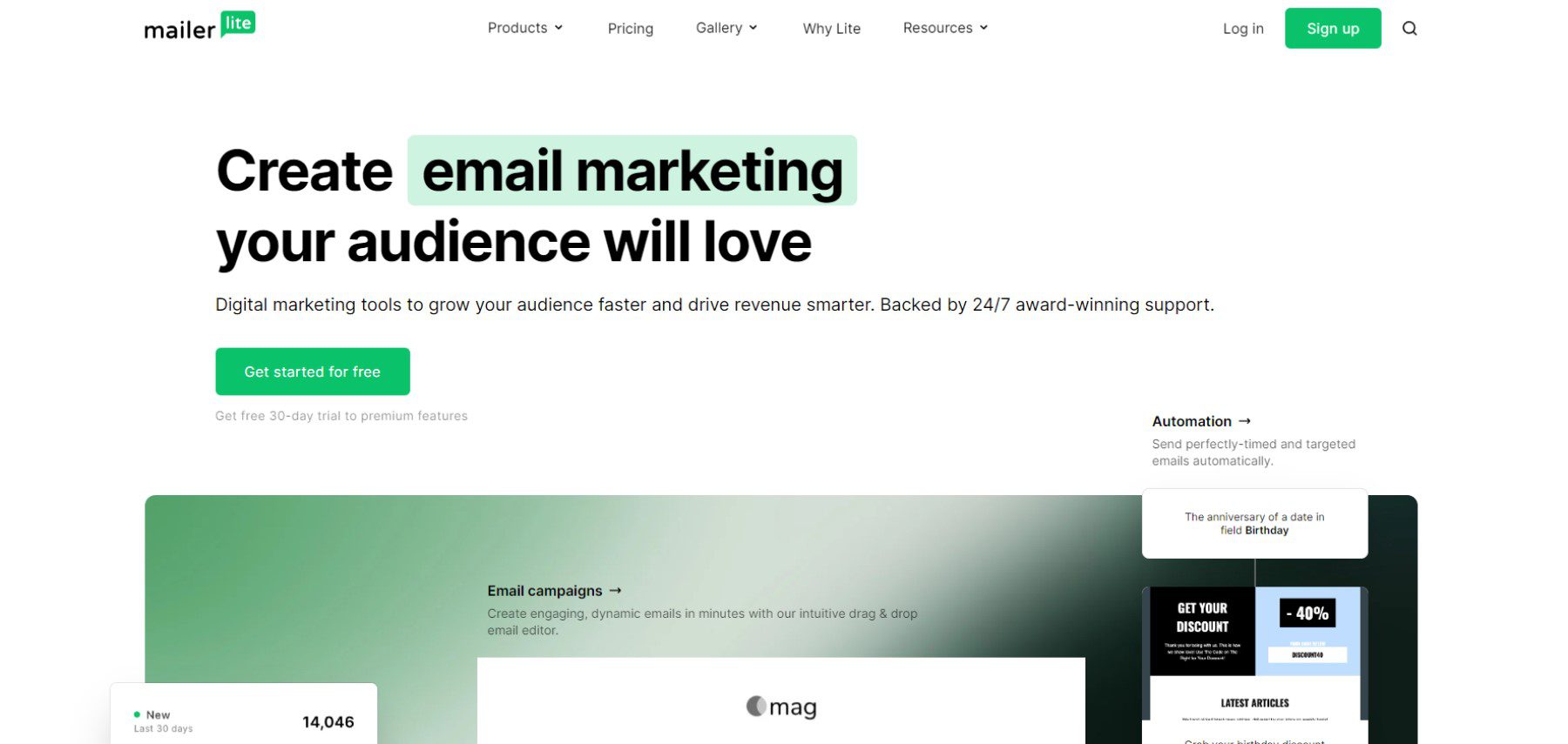 MailerLite Homepage Nov. 2022