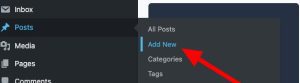 Screenshot of adding new post on WordPress