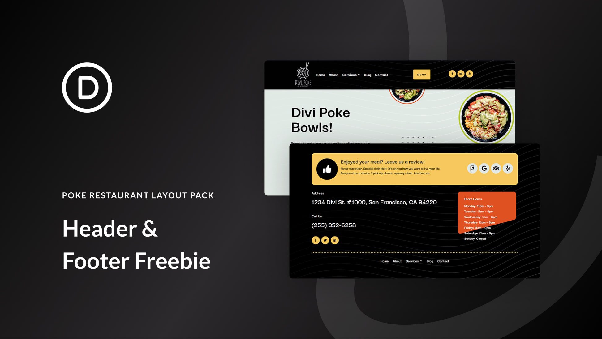 Download a FREE Header & Footer for Divi’s Poke Restaurant Layout Pack