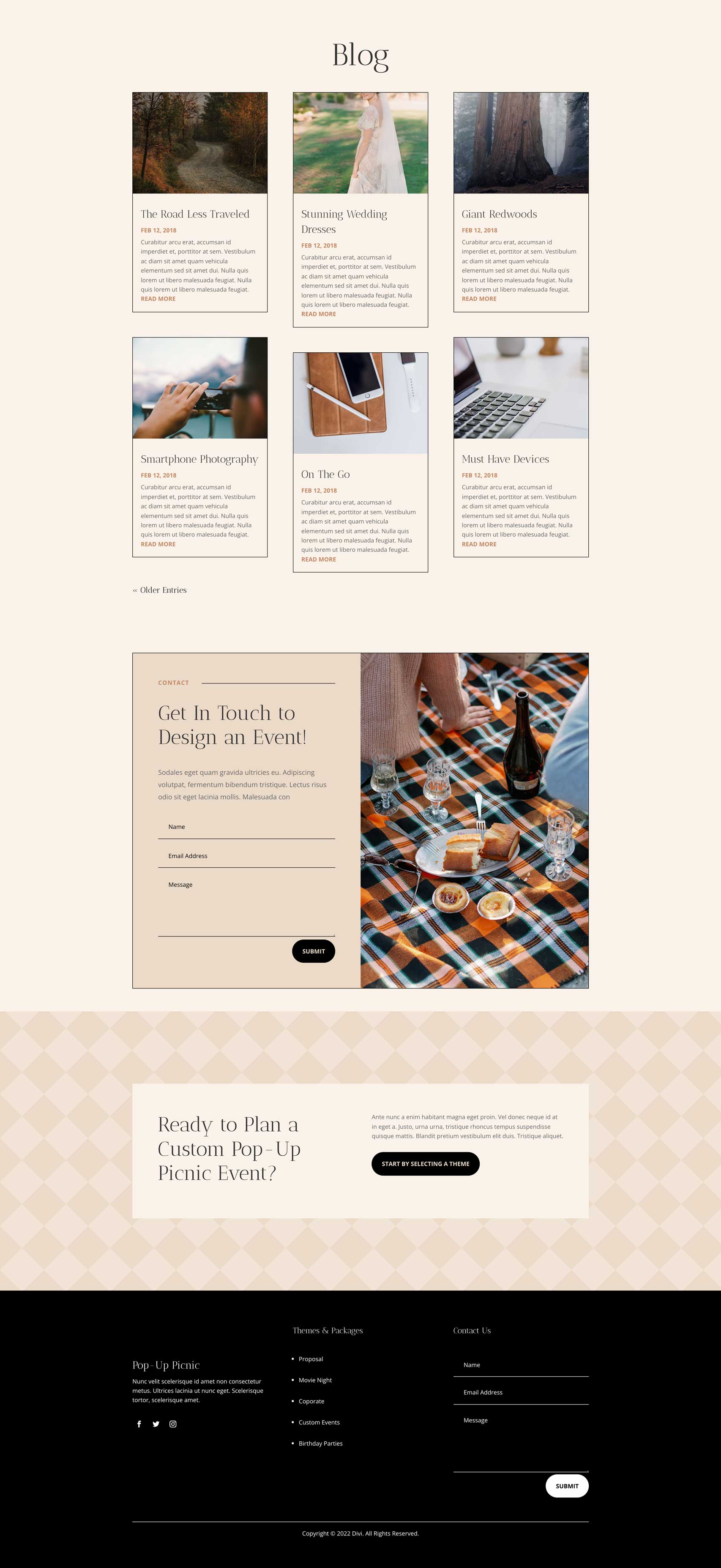 Popup Picnic Layout Pack for Divi