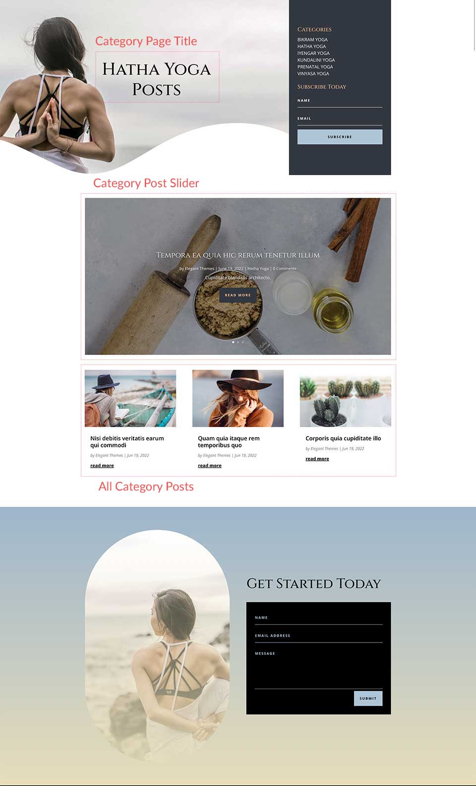 Category Page Template for Divi's Online Yoga Layout Pack