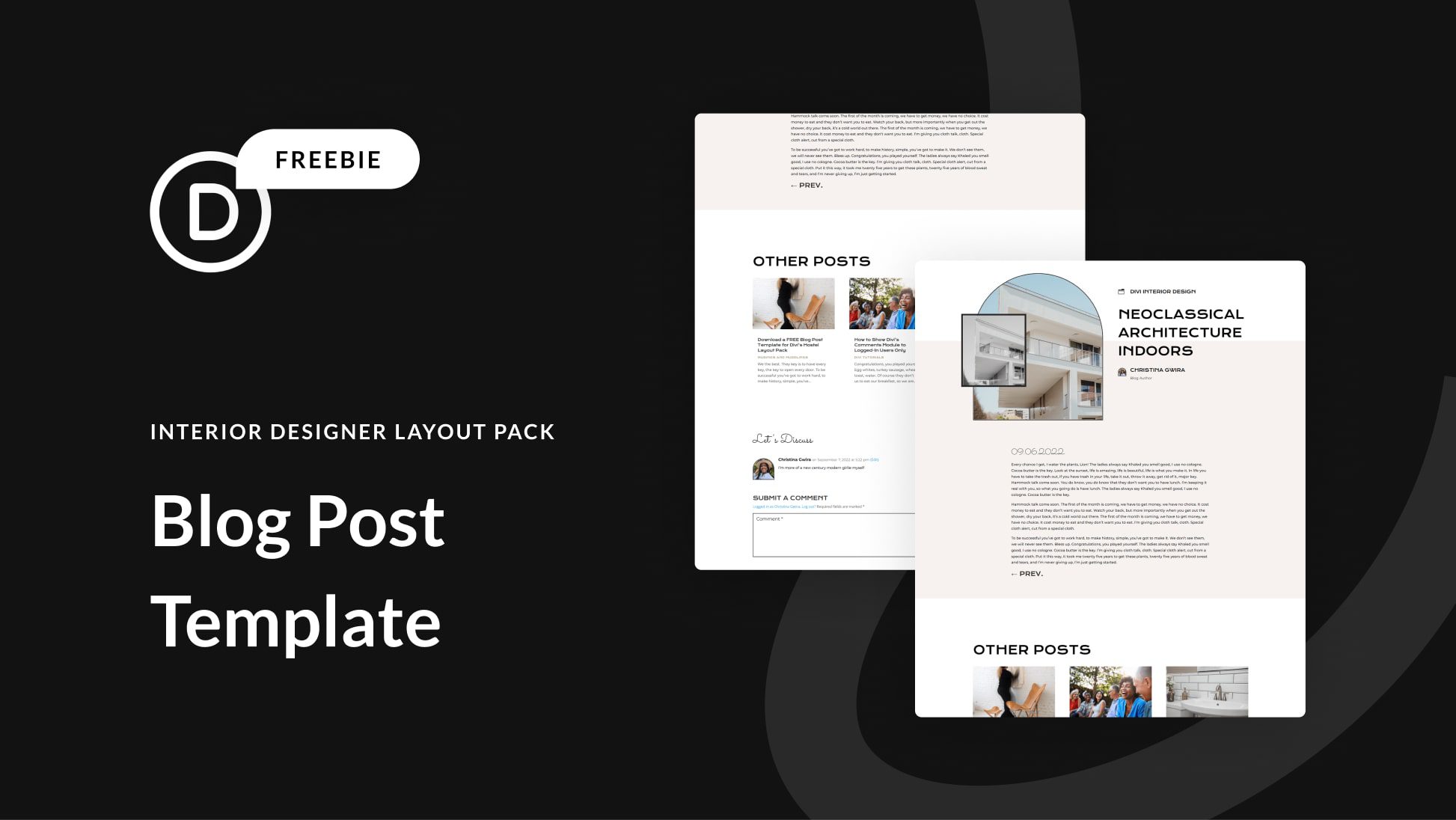 Download a FREE Blog Post Template for Divi’s Interior Designer Layout Pack