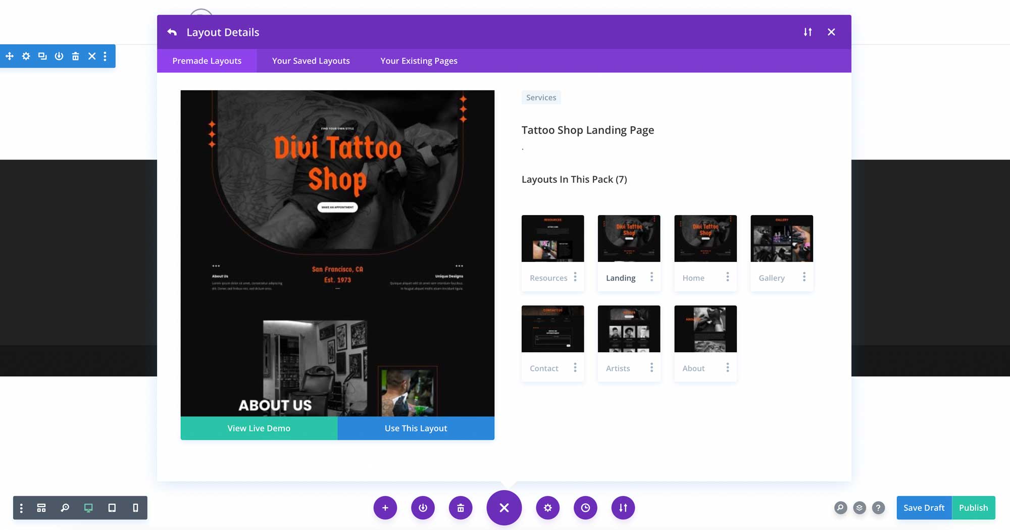 Tattoo Shop Layout Pack for Divi