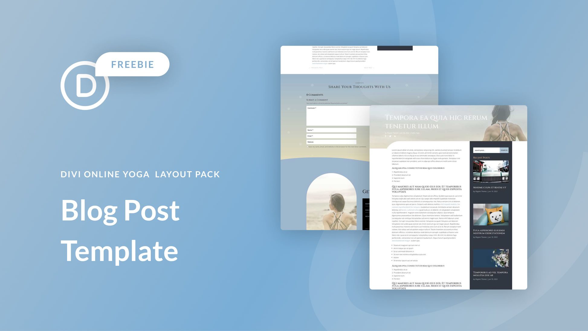 Divi用オンラインヨガレイアウトパック用無料ブログ投稿テンプレート