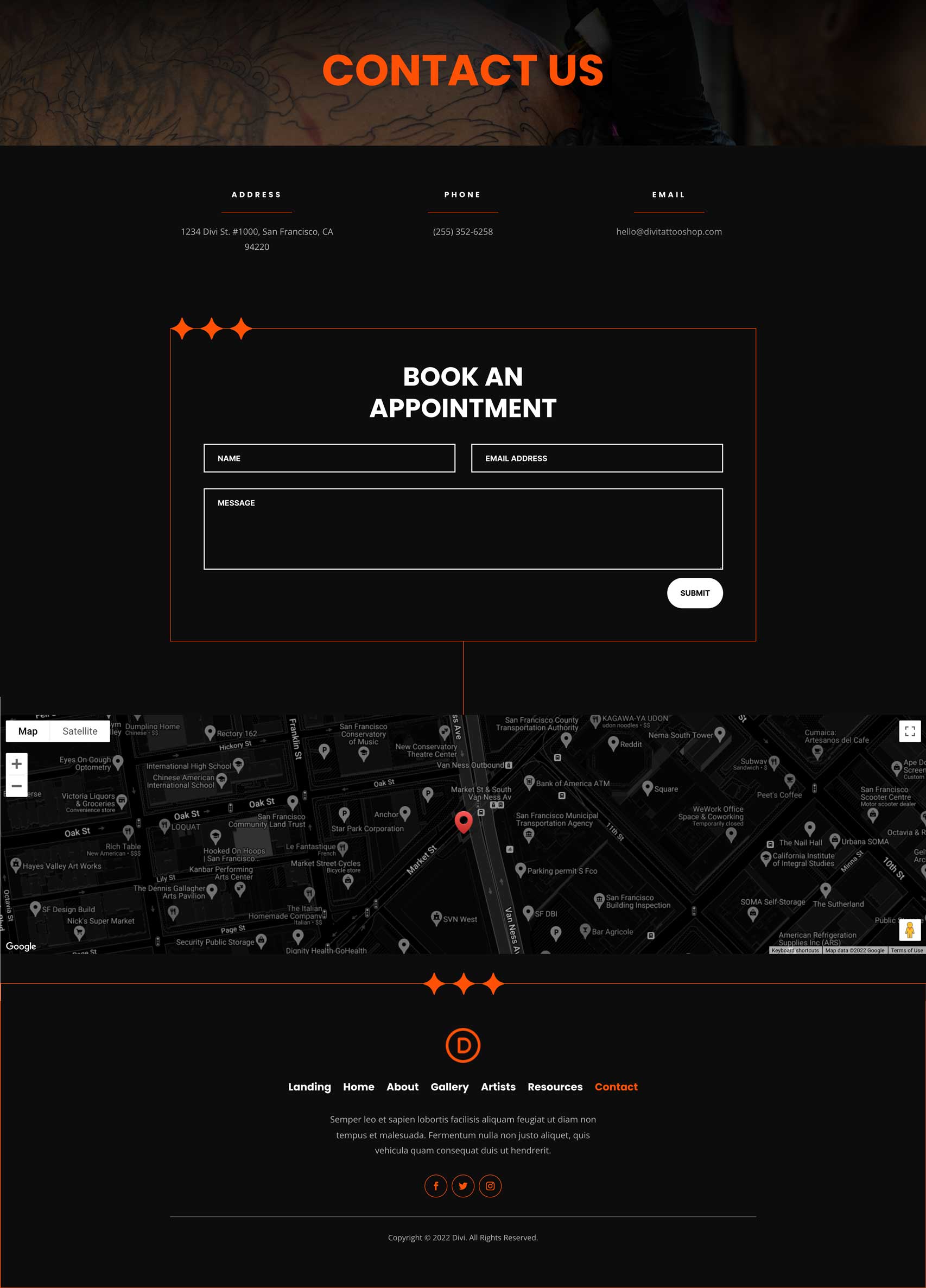 Tattoo Shop Layout Pack for Divi