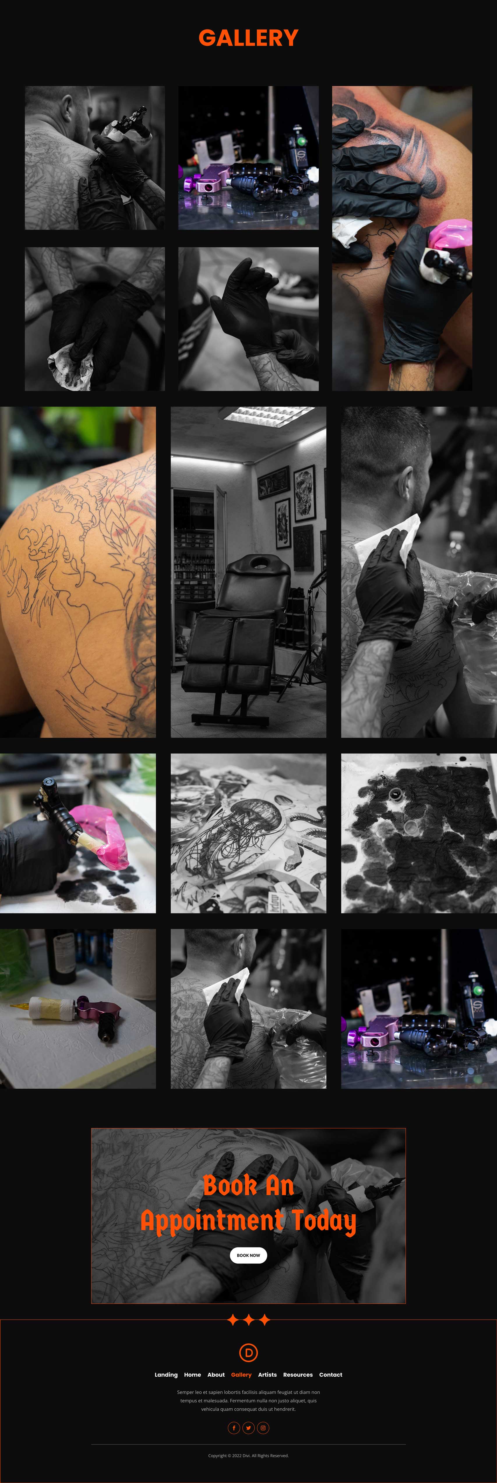 Tattoo Shop Layout Pack for Divi