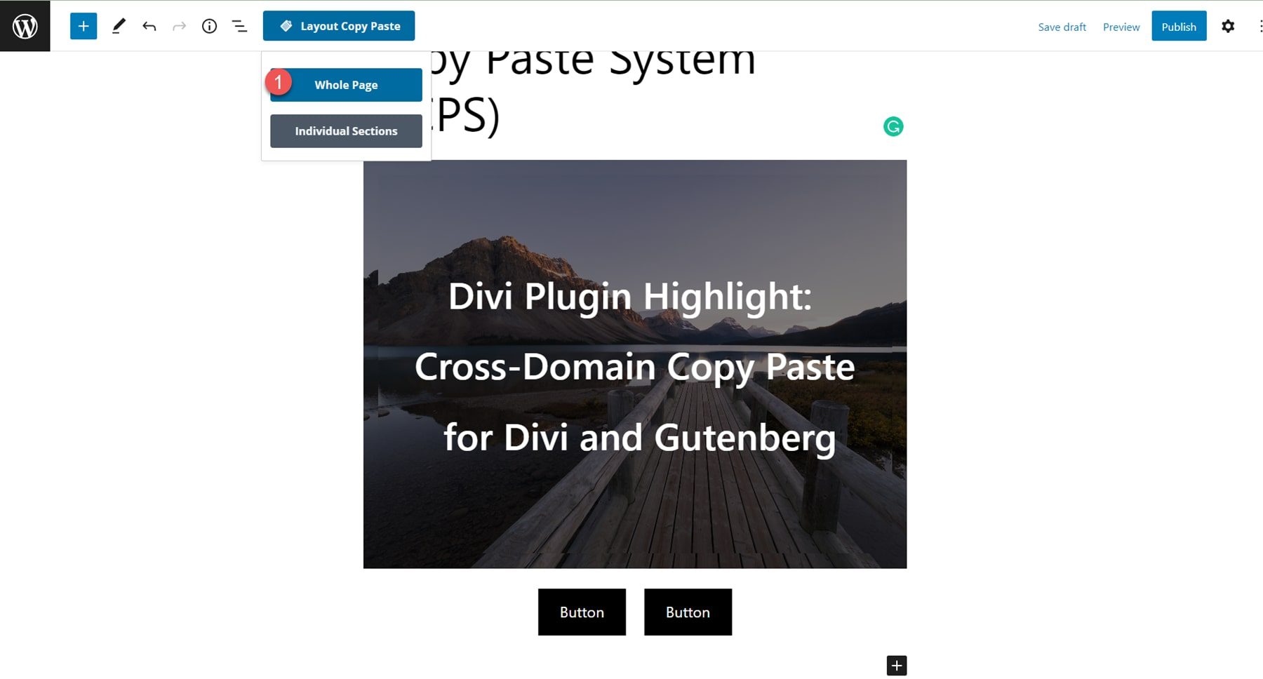 Divi Plugin Highlight Divi/Gutenberg/Woo Content Cross-Domain Copy Paste System (CCPS) گوتنبرگ کپی کل صفحه