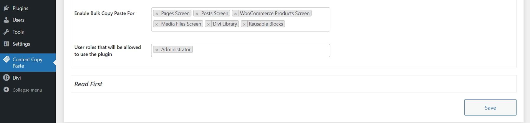 Divi Plugin Highlight Divi/Gutenberg/Woo Cross-Domain Content Copy Paste System (CCPS) Settings 2