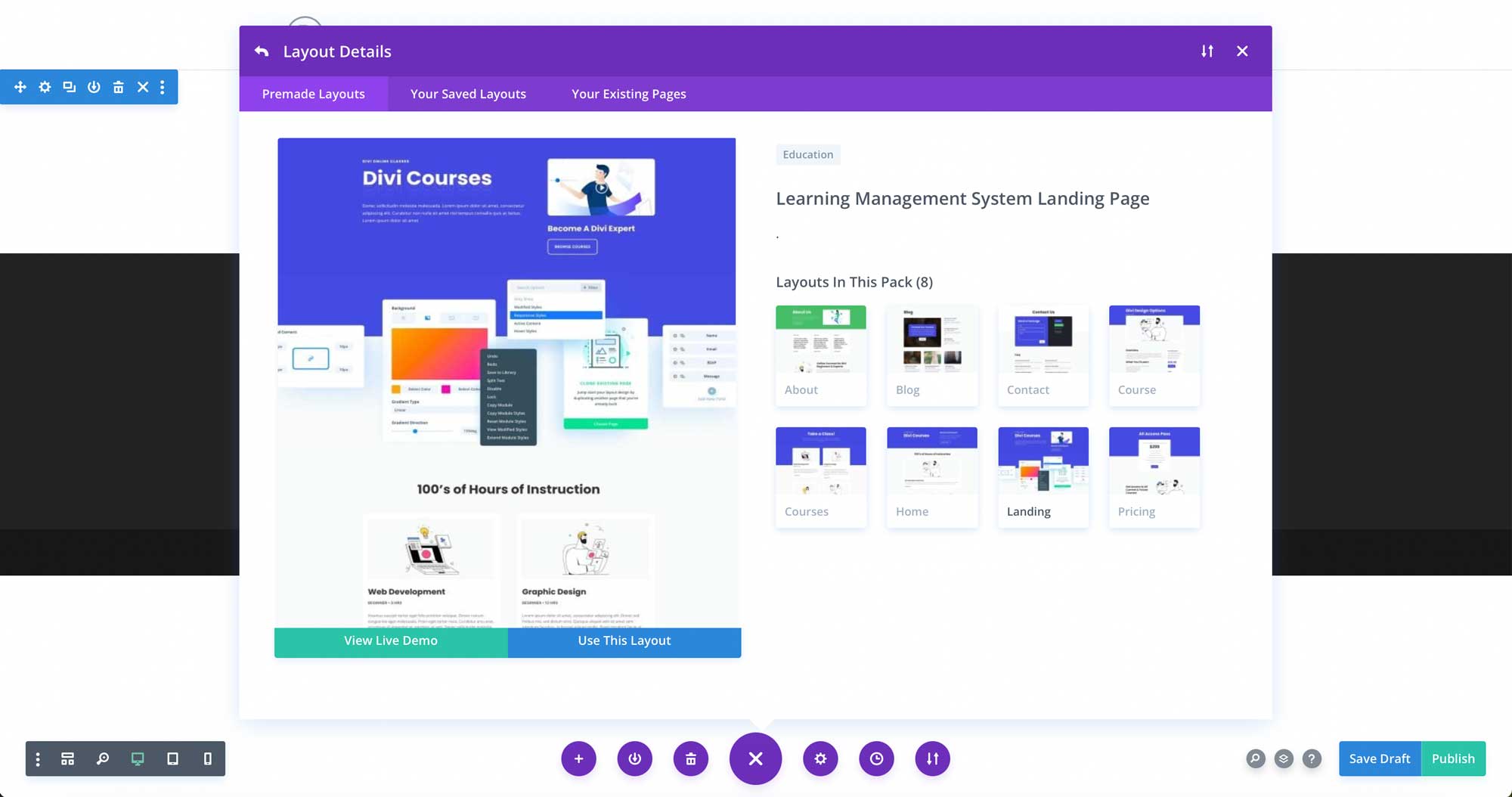 Learning Management System Layout Pack for Divi