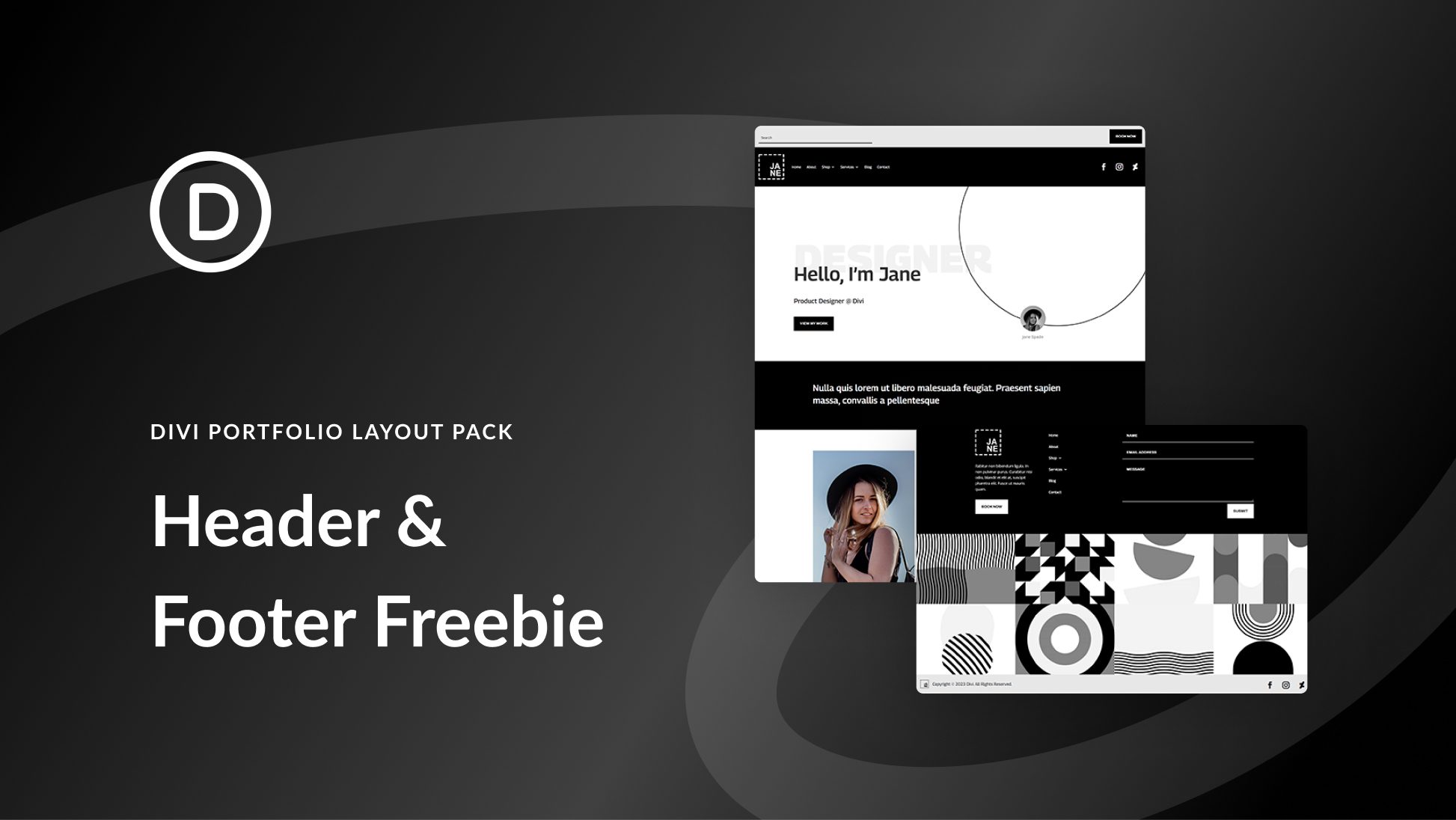 Download a FREE Header & Footer for Divi’s Portfolio Layout Pack