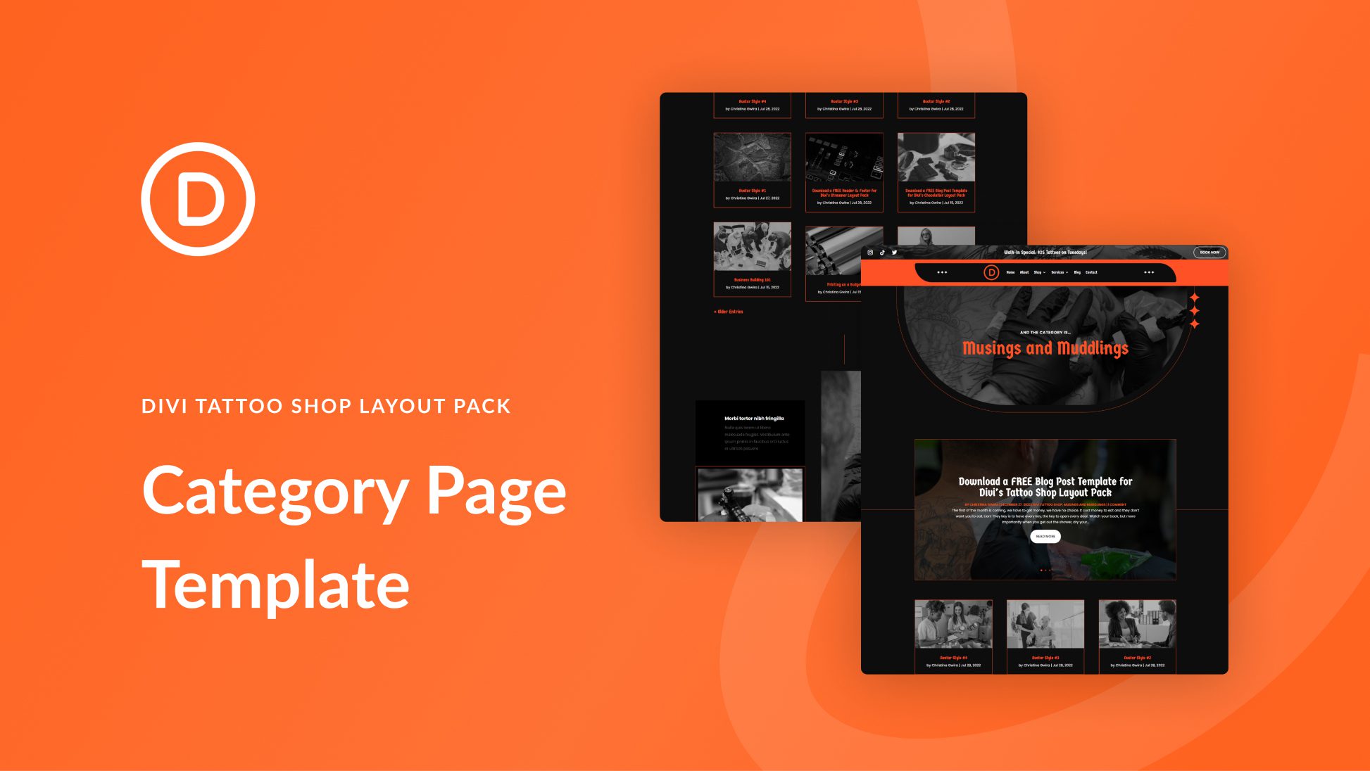 Download a FREE Category Page Template for Divi’s Tattoo Shop Layout Pack