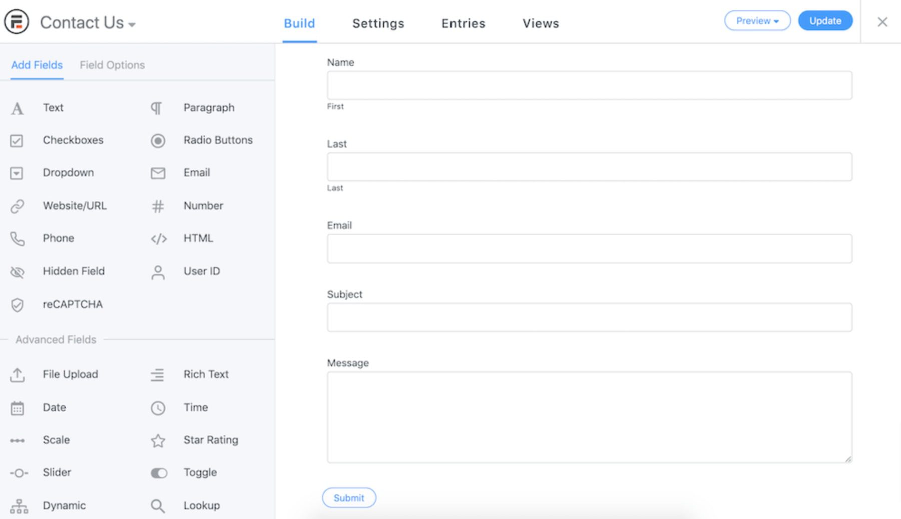 Formidable Forms creation page