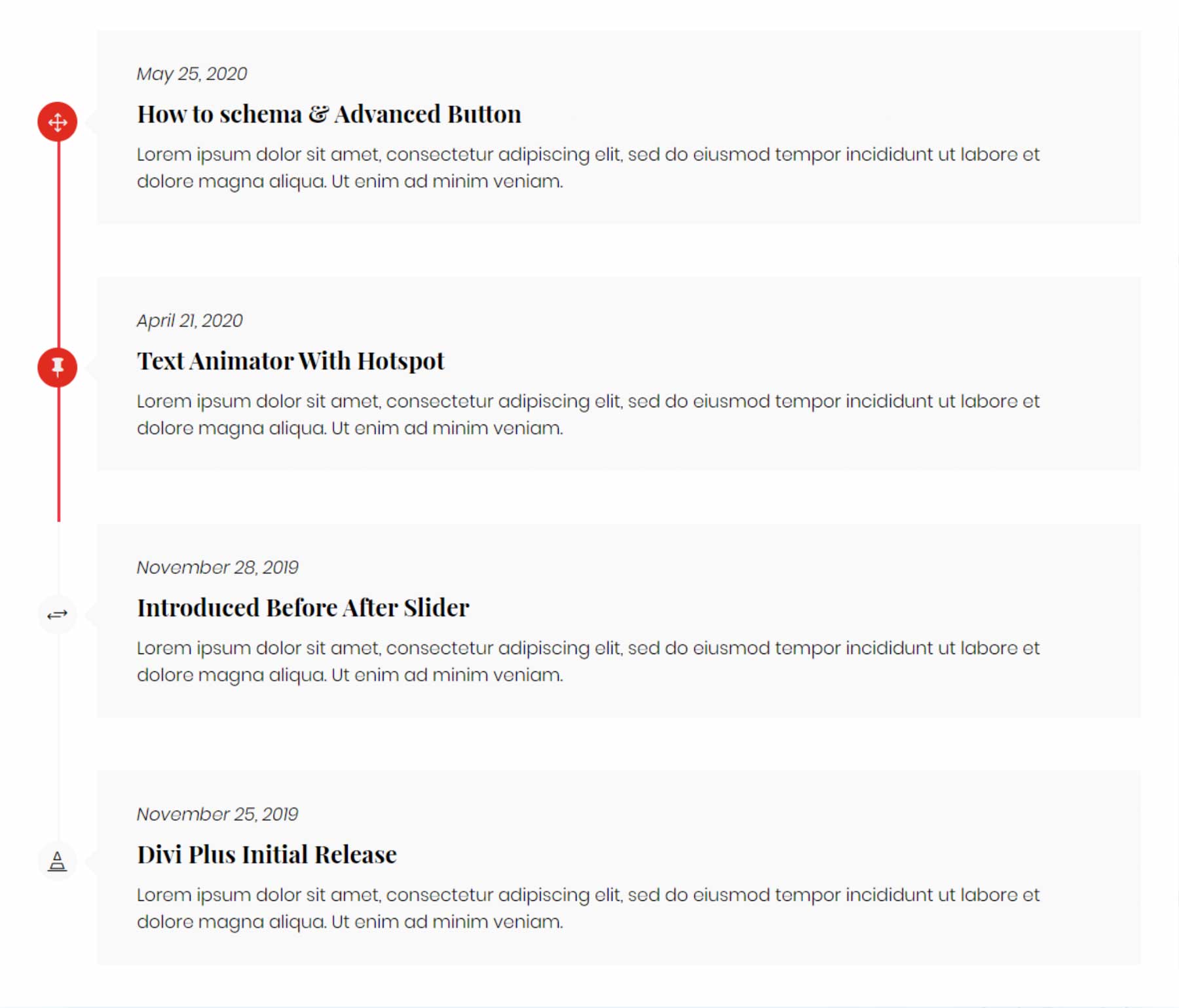 Divi Plus timeline plugin