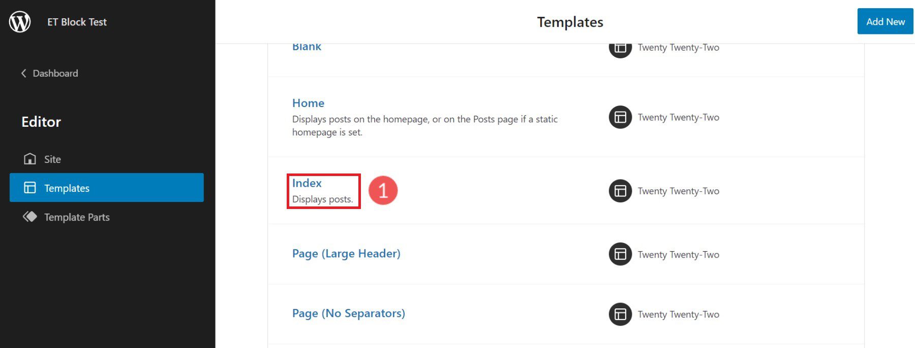 Edit WordPress Block Theme Template - Step 4