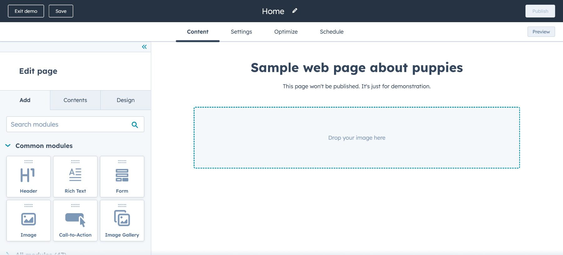 HubSpot CMS Page Builder