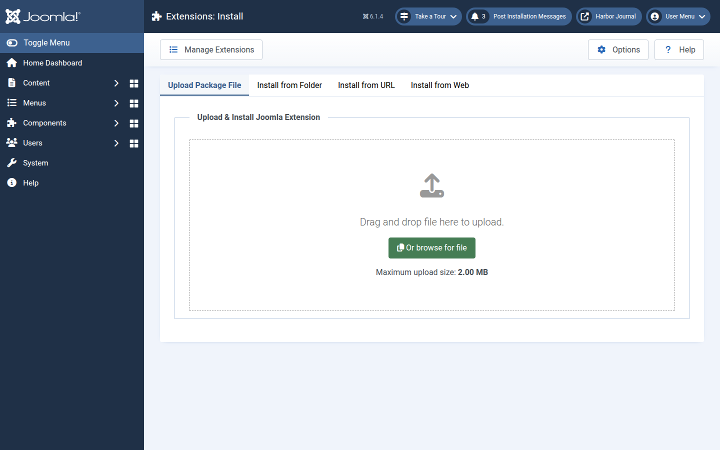 Joomla 6 extension install