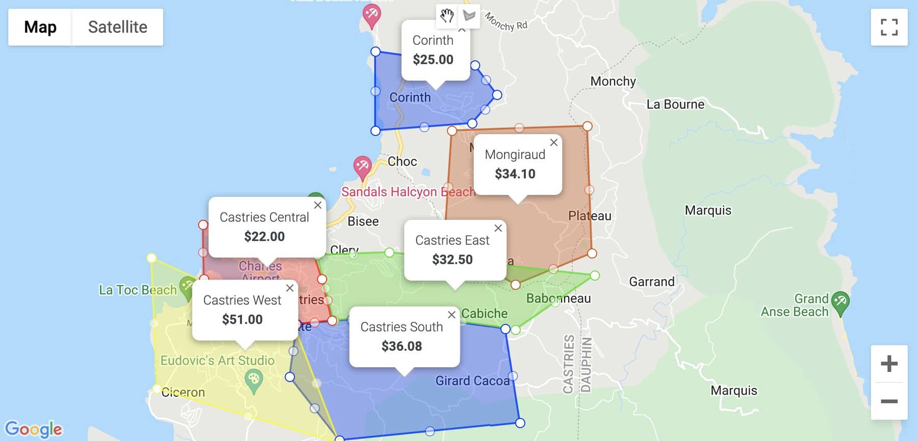 Location Picker Drawn Boundaries Overlay Google Map