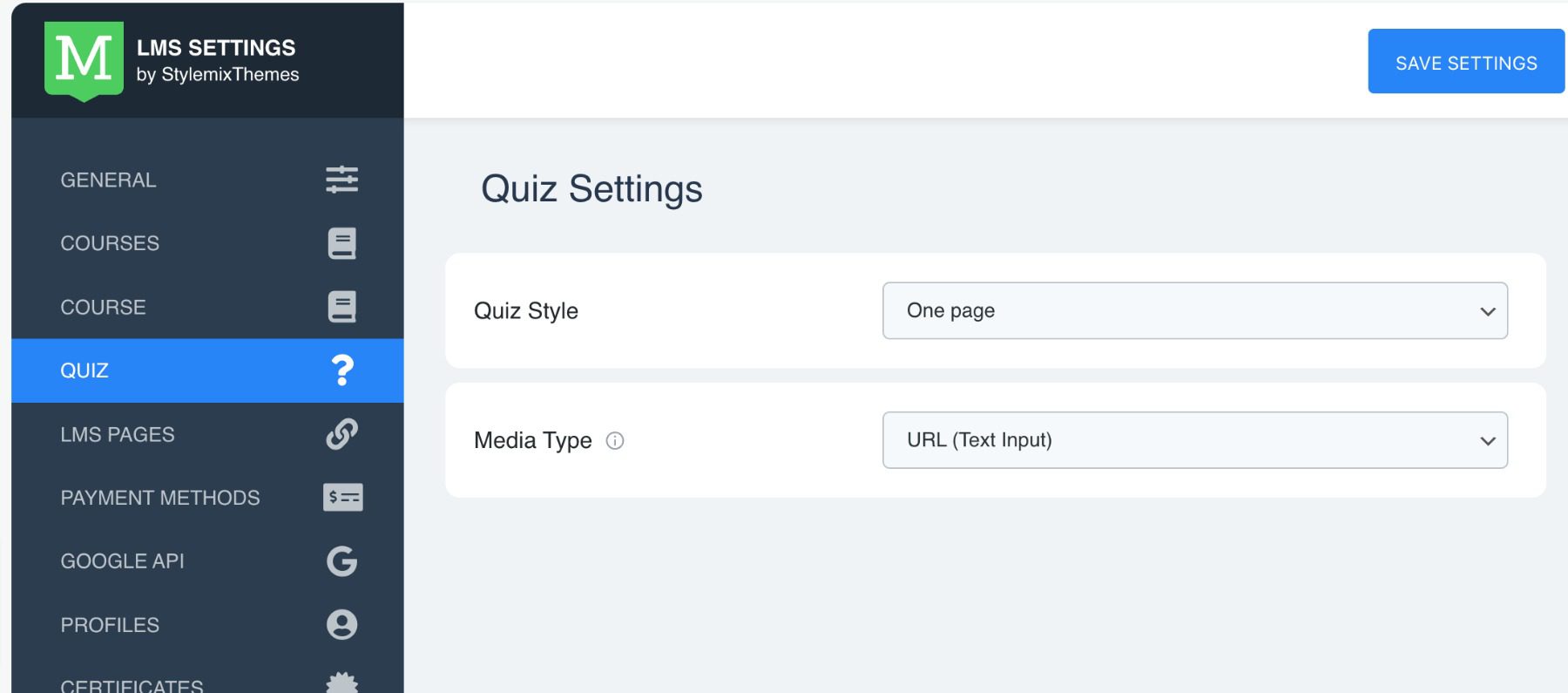 MasterStudy settings page