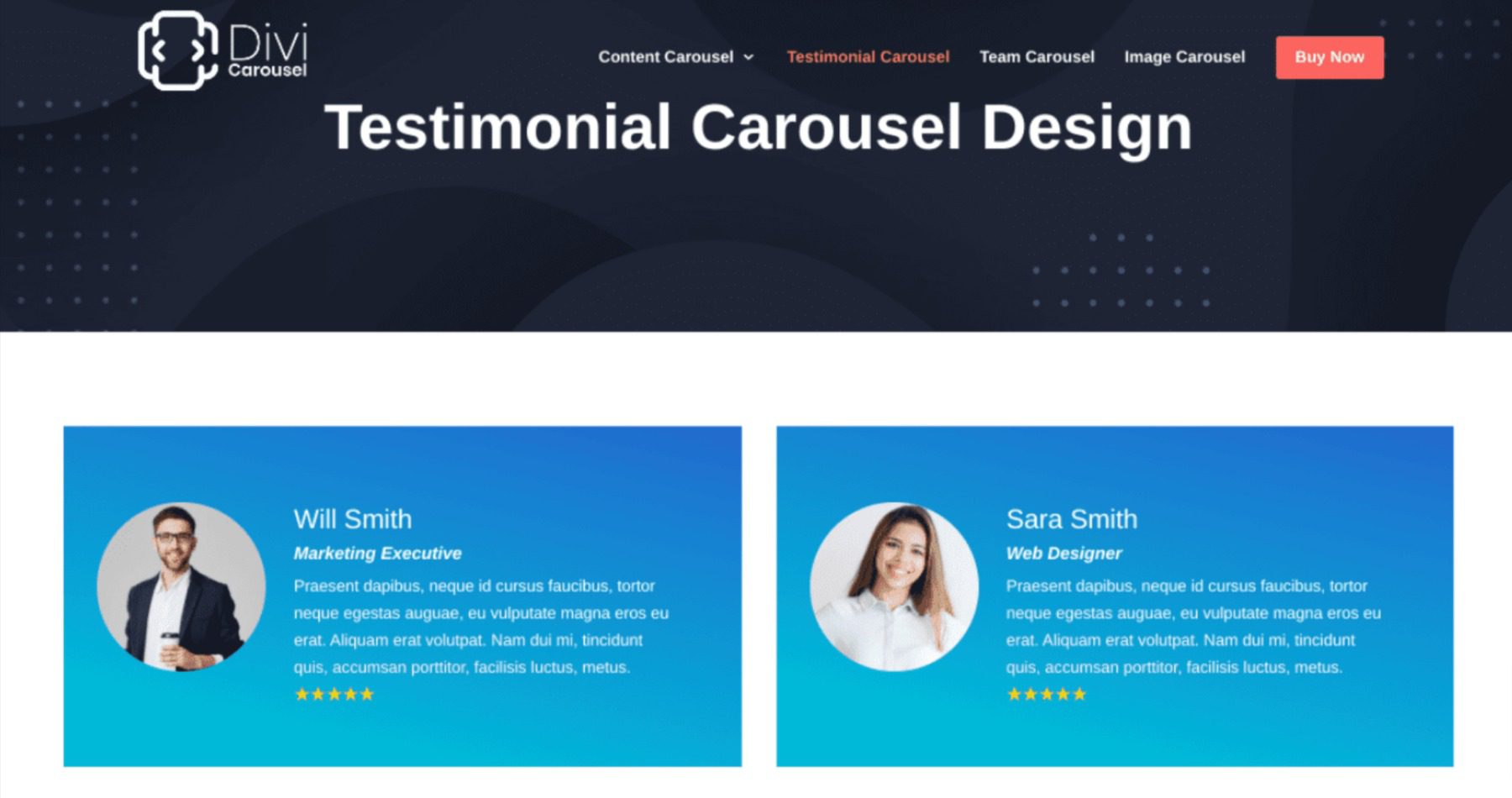 The Divi Testimonial Carousel extension.