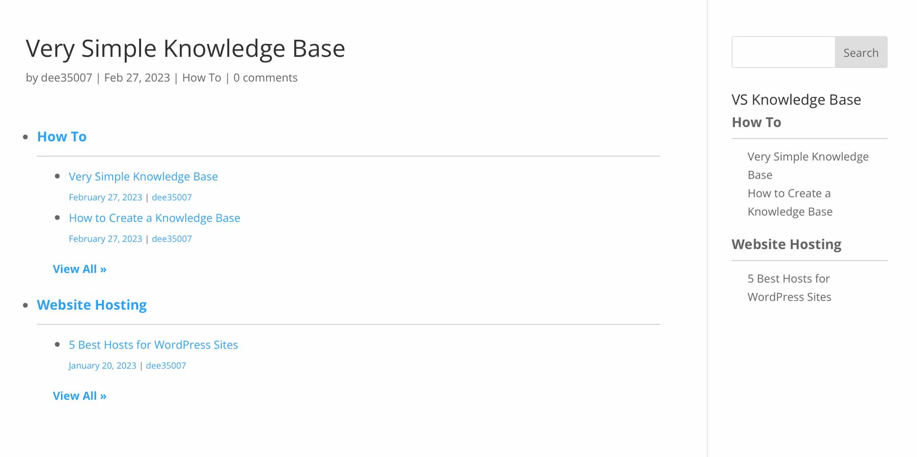 Very Simple Knowledge Base display page