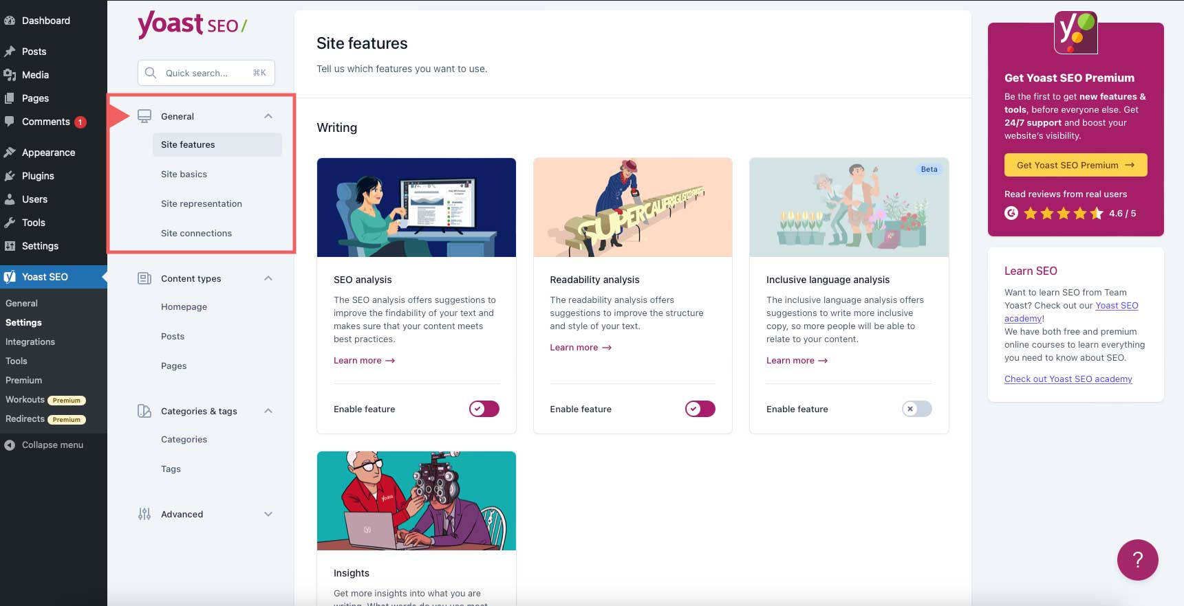 Yoast general tab