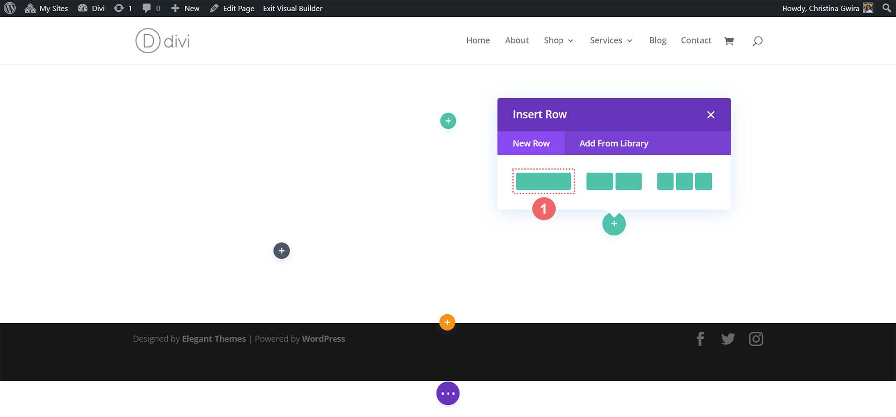 Add row to column layout, first