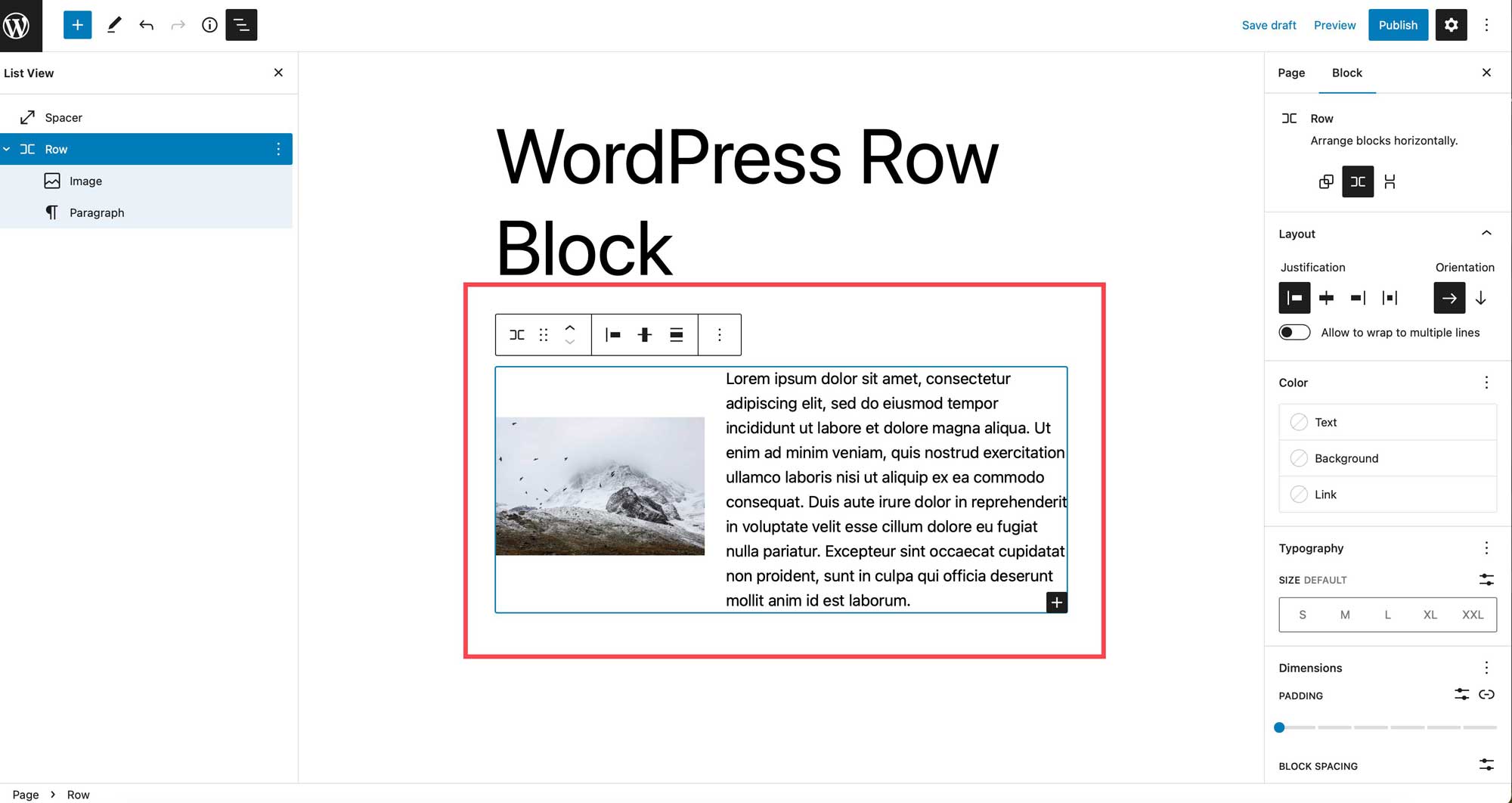 adding blocks to row