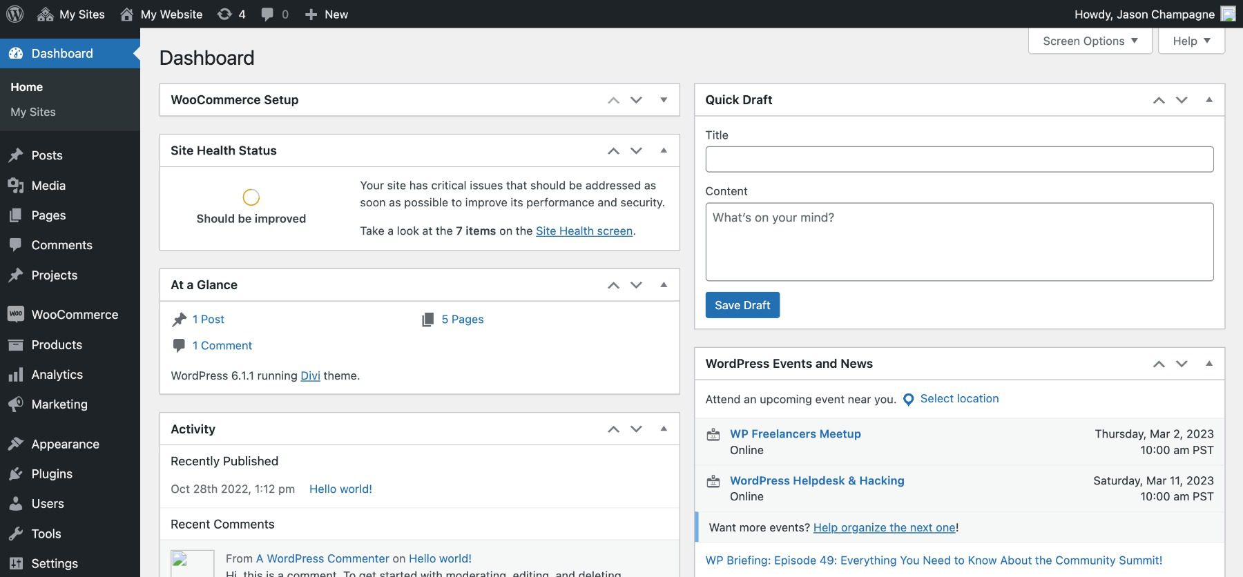 wordpress dashboard vs google sites