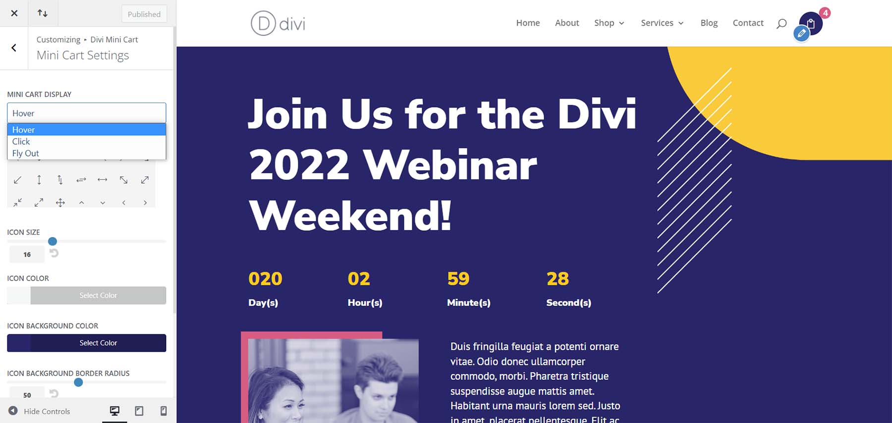 WooEssential Modules: Divi Mini Cart