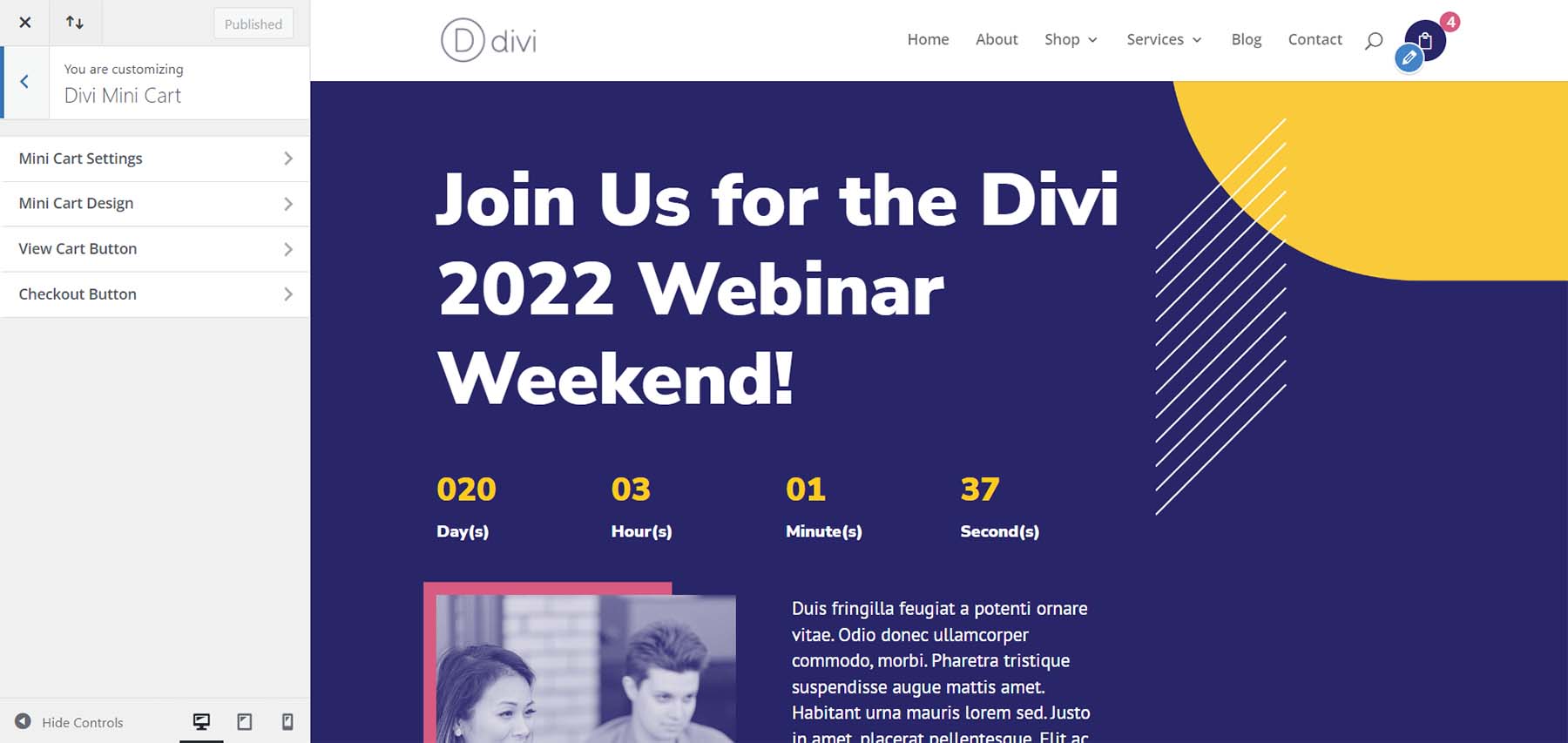 WooEssential Modules: Divi Mini Cart