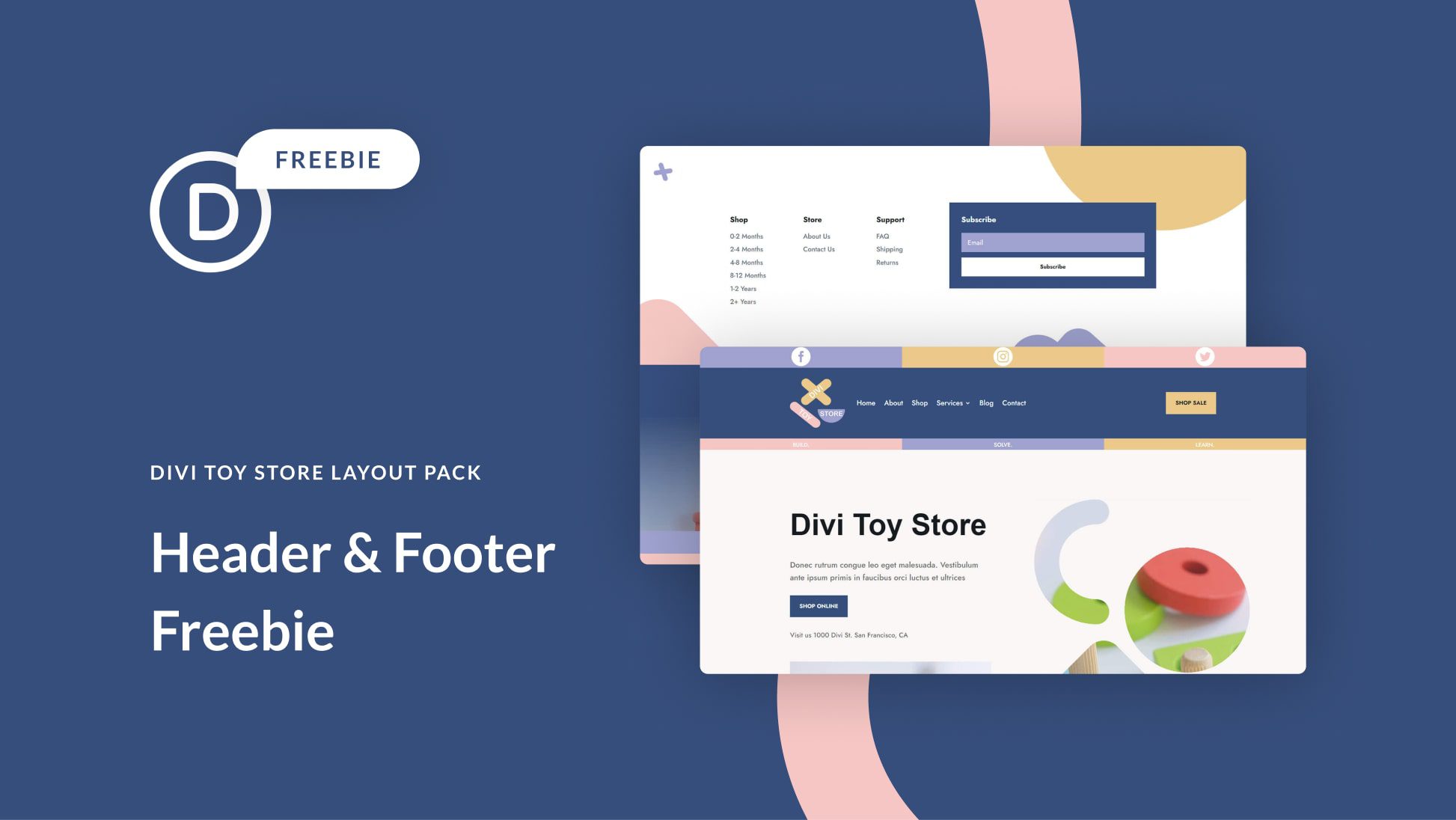 Download a FREE Header & Footer for Divi’s Toy Store Layout Pack