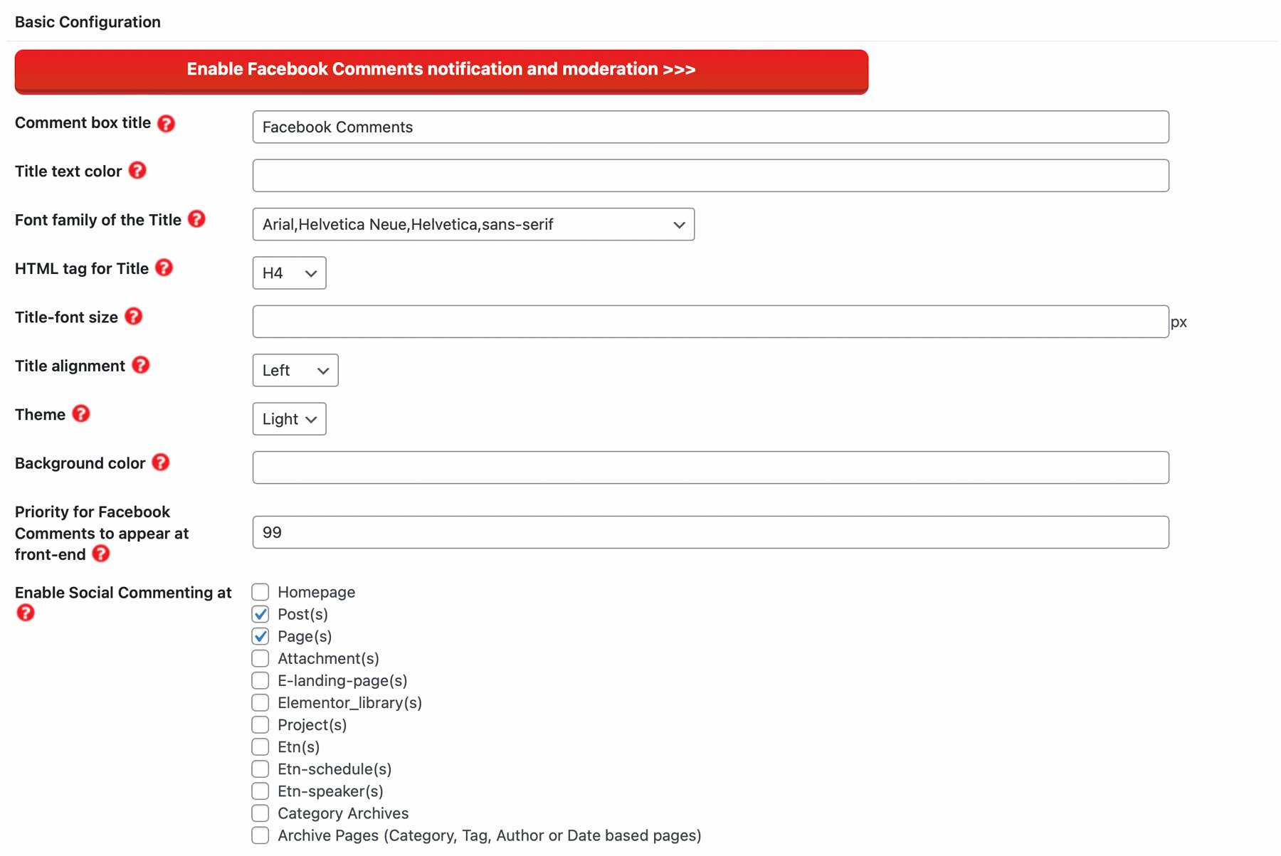 Configuring your Facebook comments section