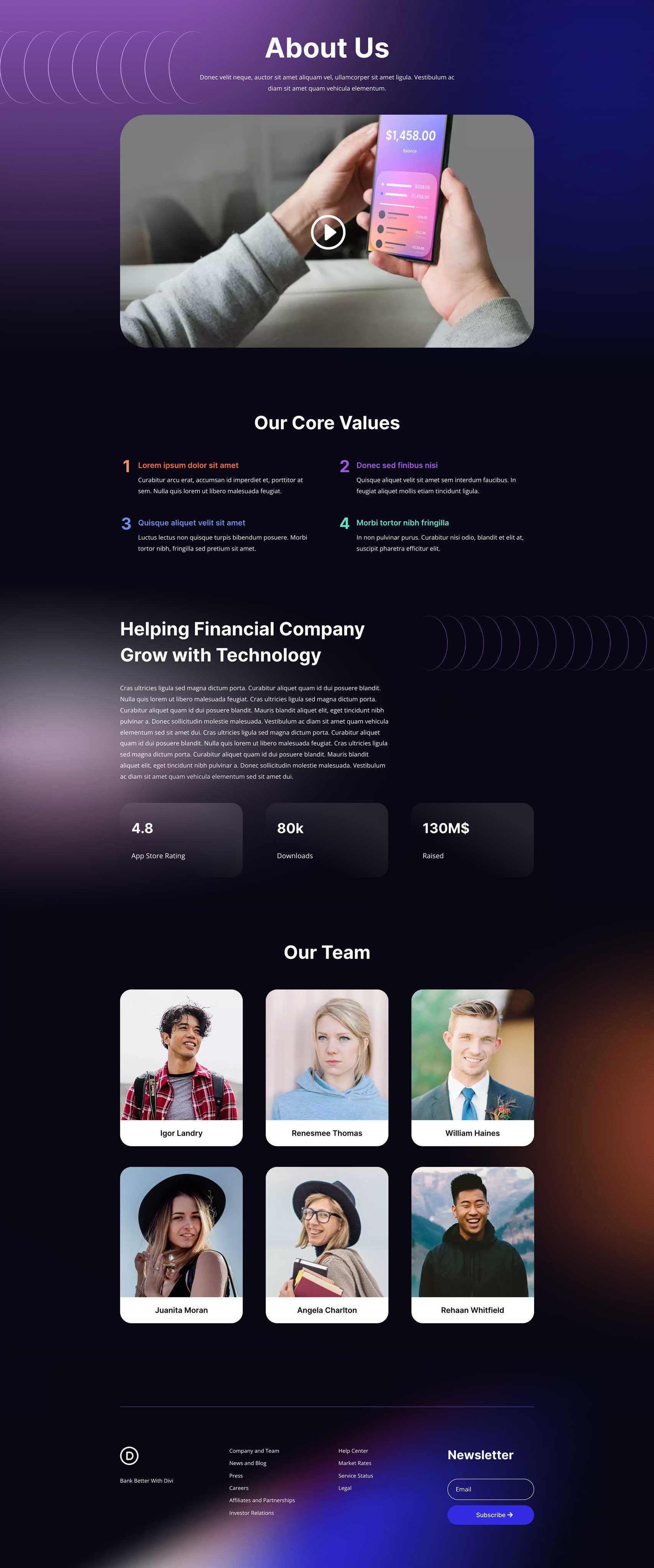 Financial Technology Layout Pack for Divi