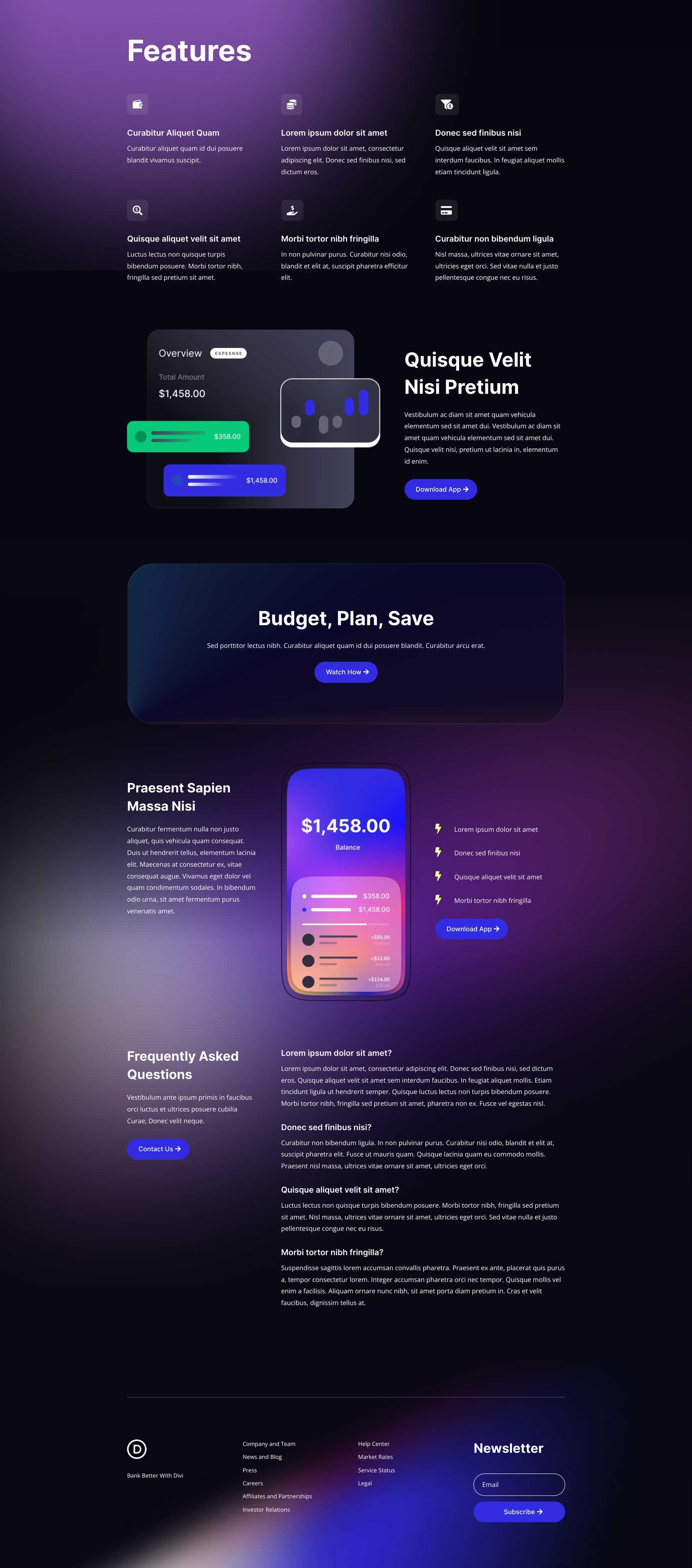 Financial Technology Layout Pack for Divi