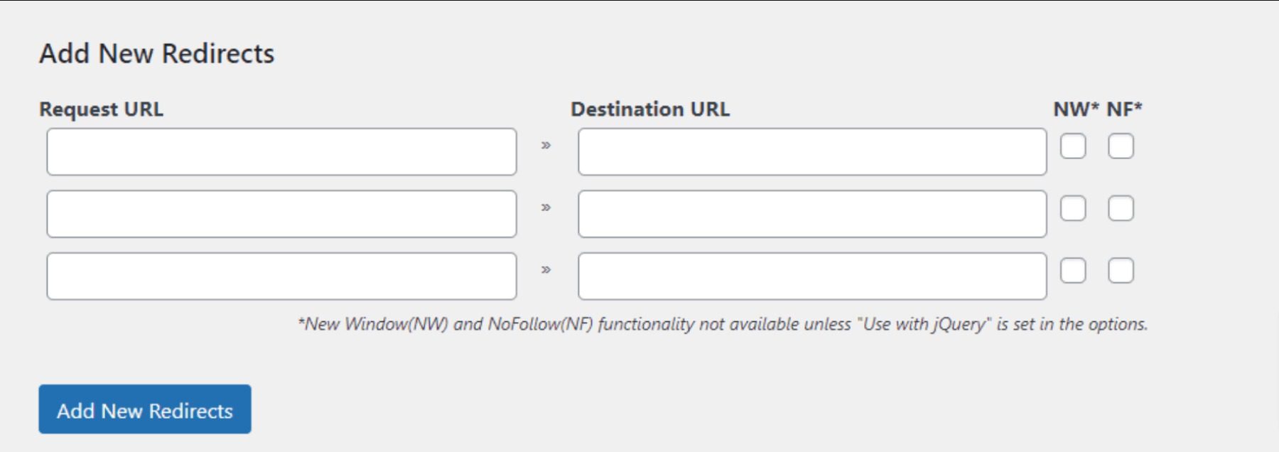 Adding multiple 301 redirects to WordPress