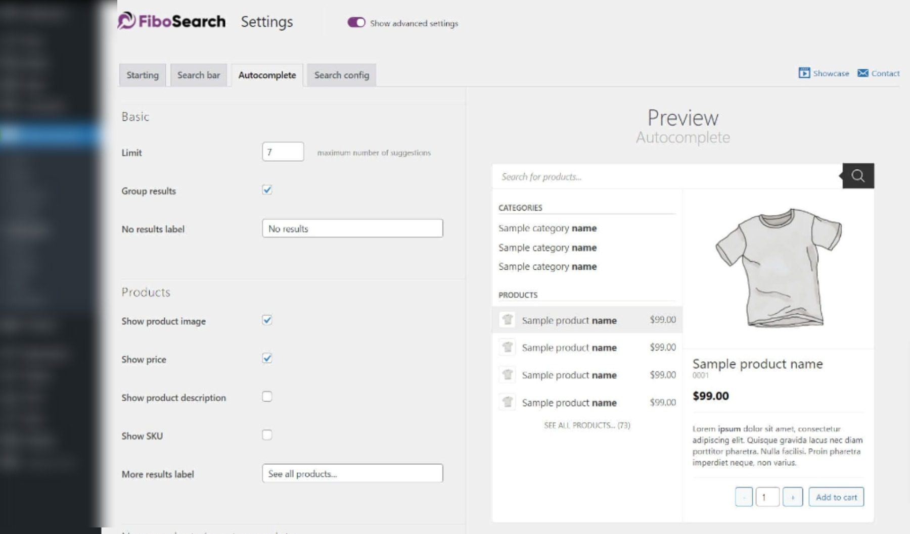 FiboSearch settings