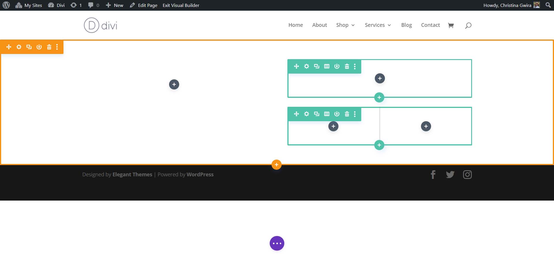 Section and row layout in Divi