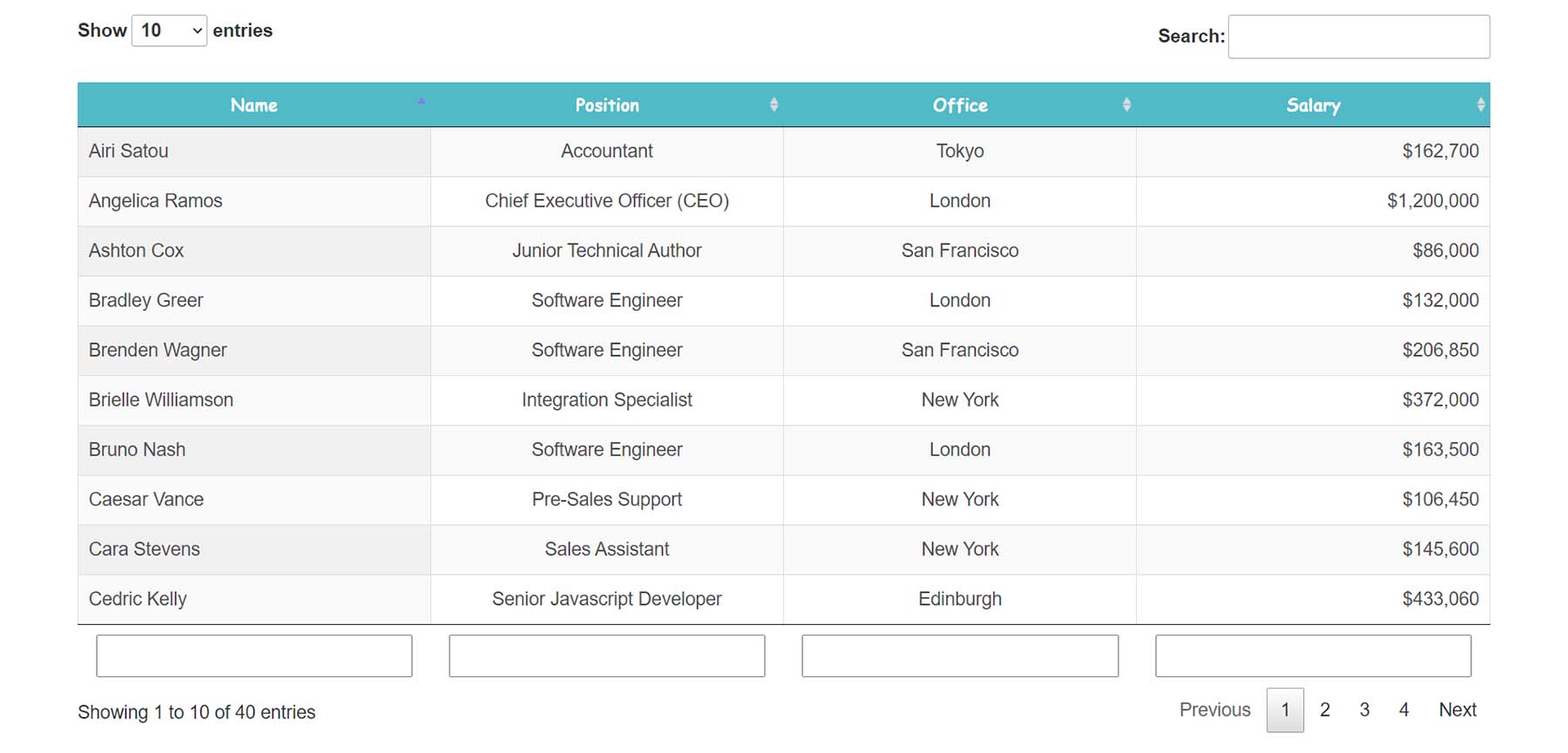 Sorting, searching and ordering with Supsystic