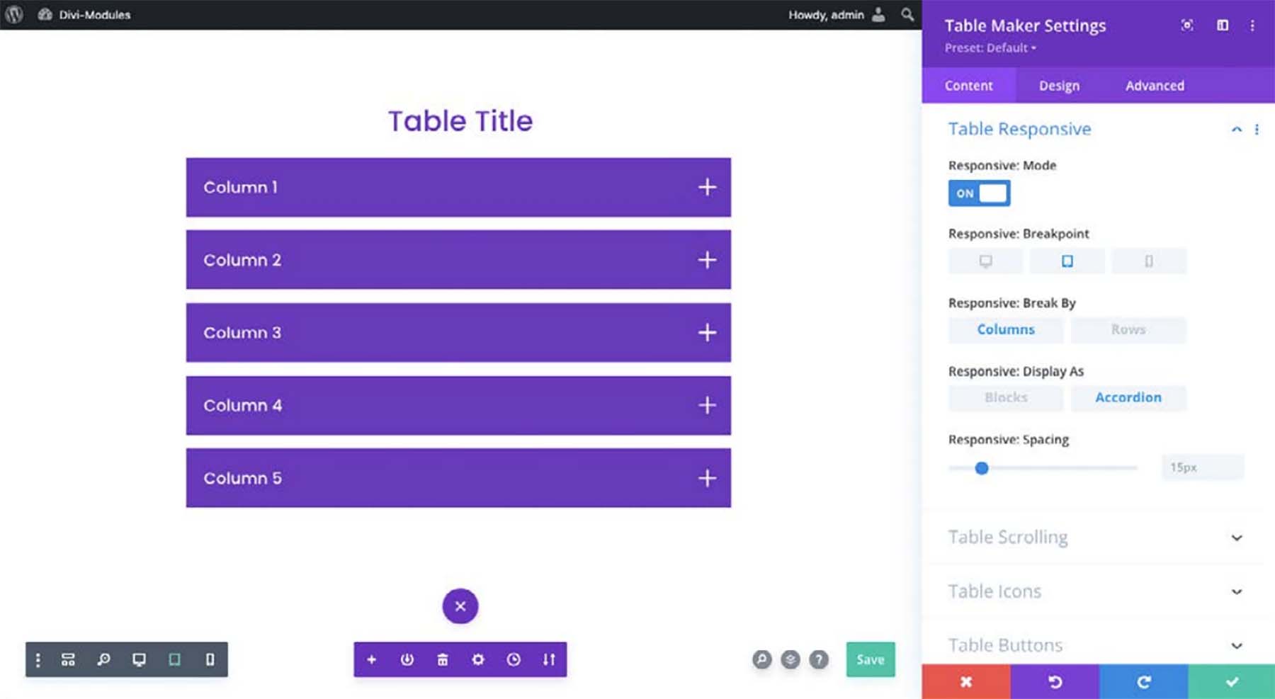 TableMaker responsive layouts