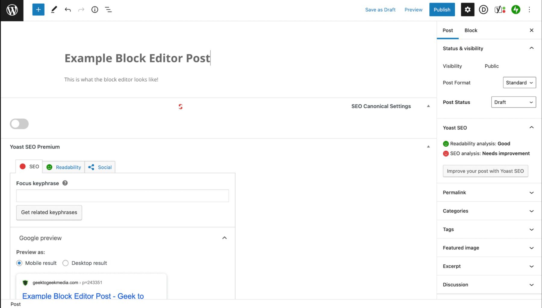 Block editor