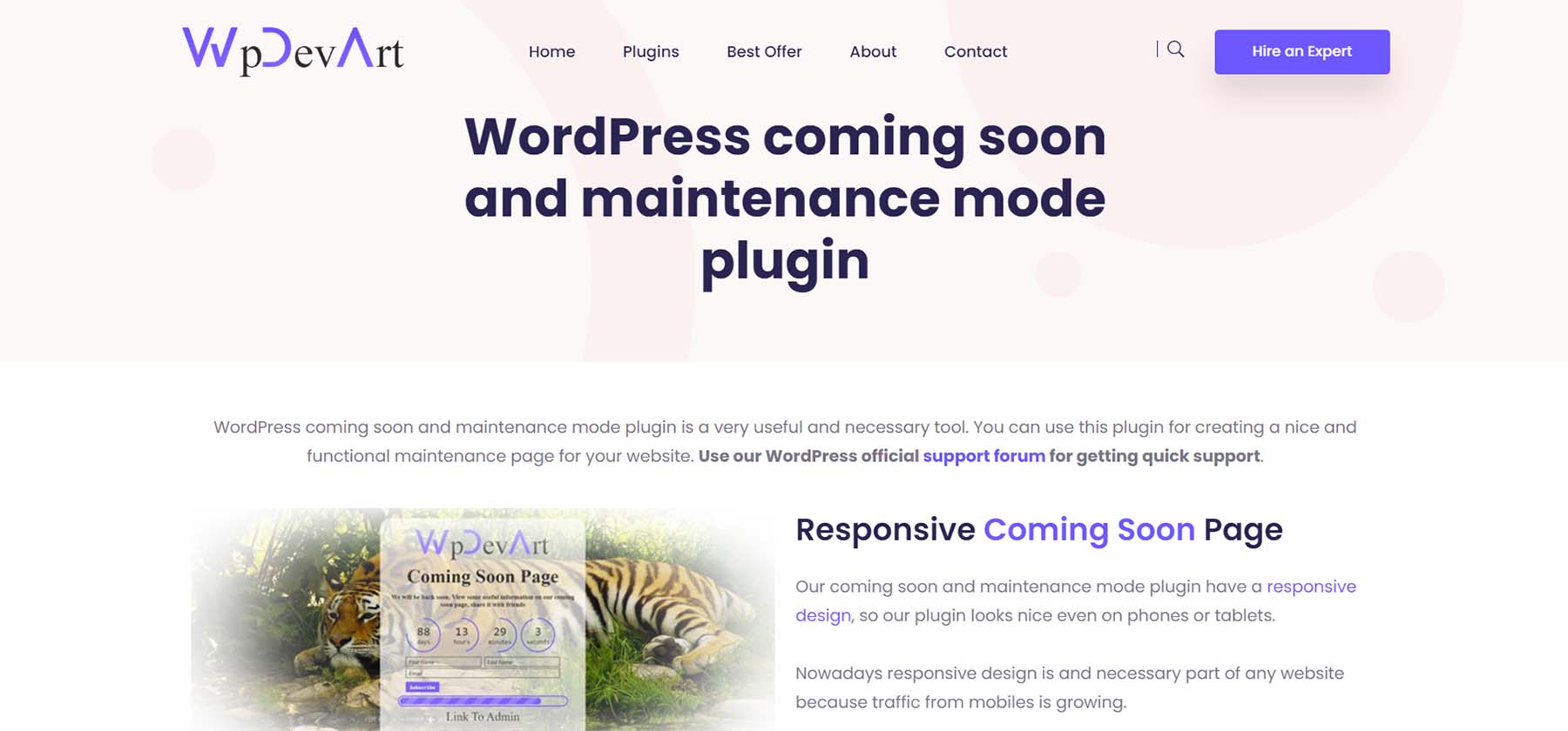 WP Dev Art WordPress coming soon and maintenance mode plugin