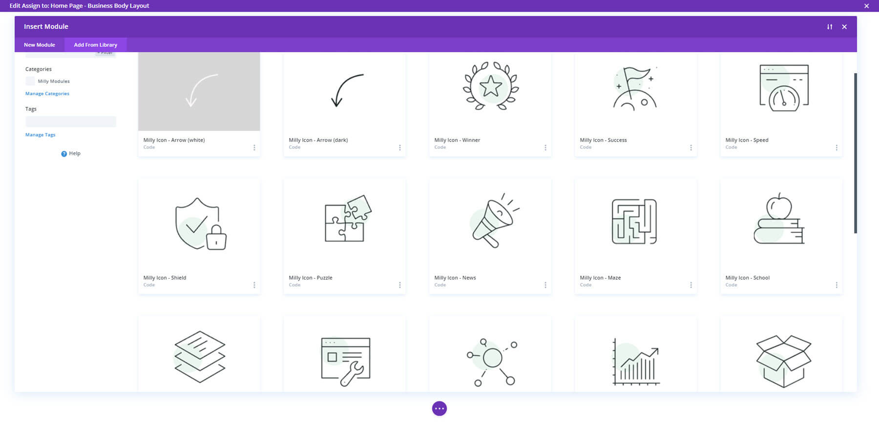 Milly Child Theme Pages and Layouts