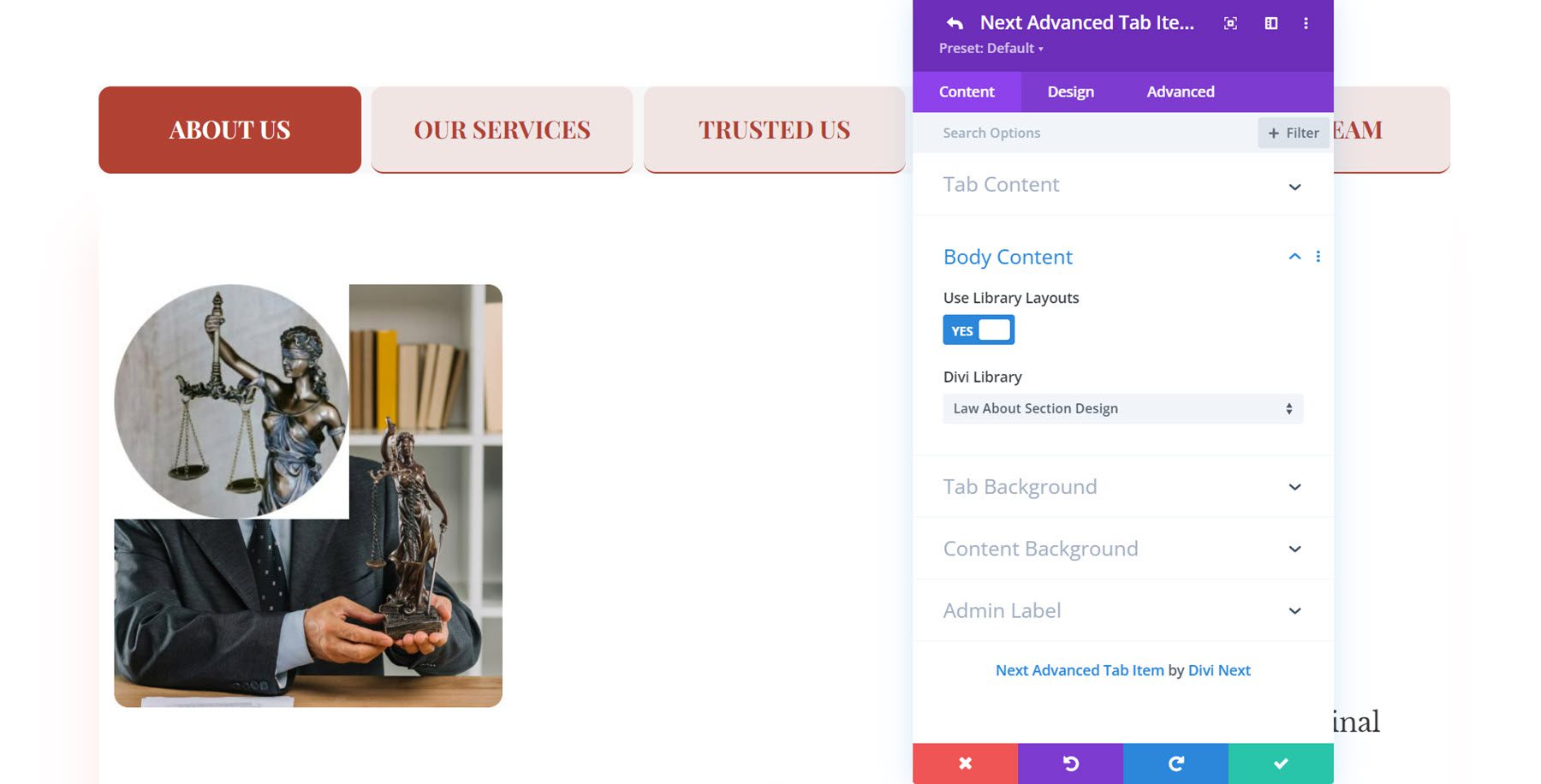 Divi Essential Advanced Tab Body Content