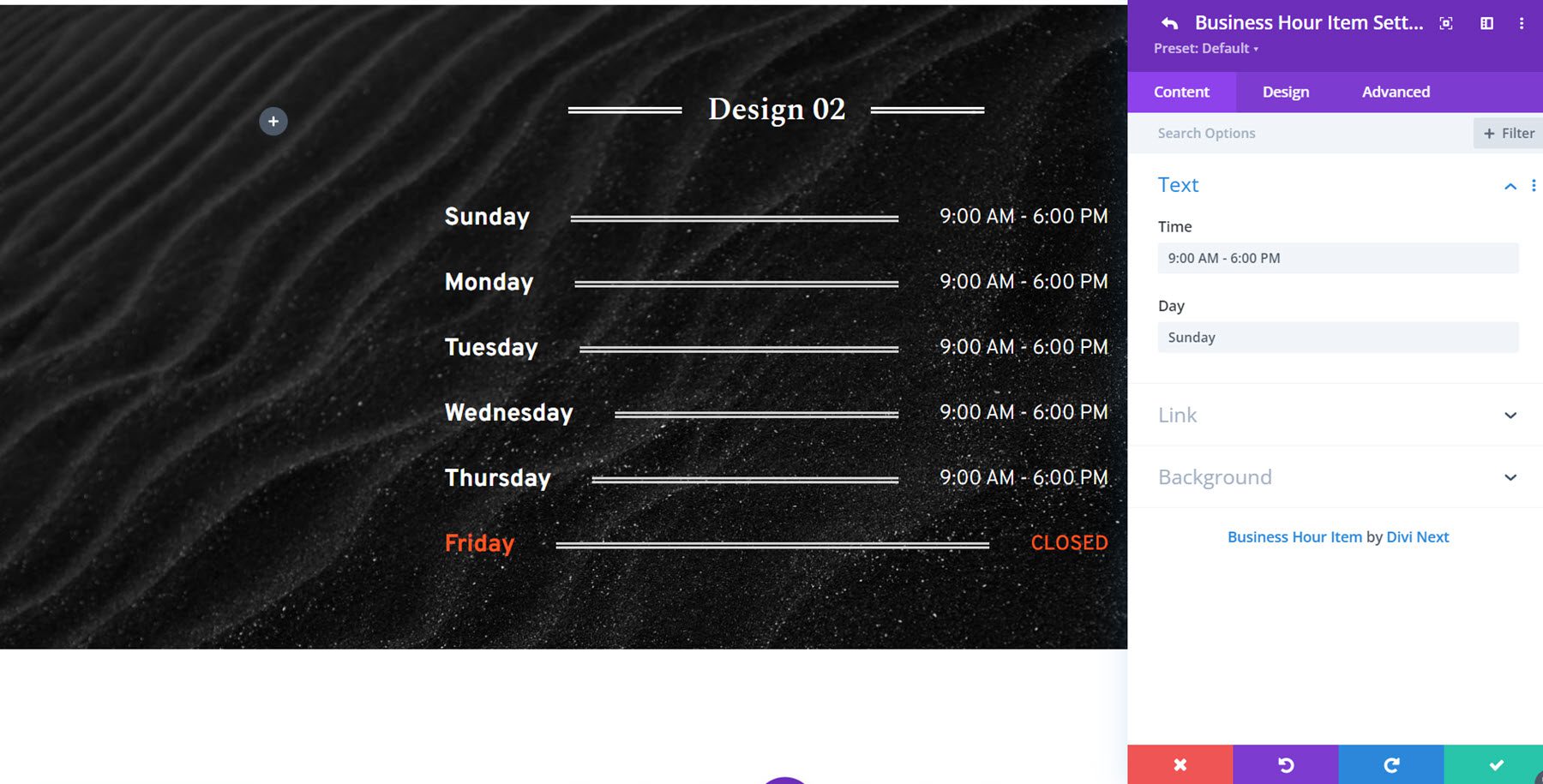 Divi Essential Business Hours