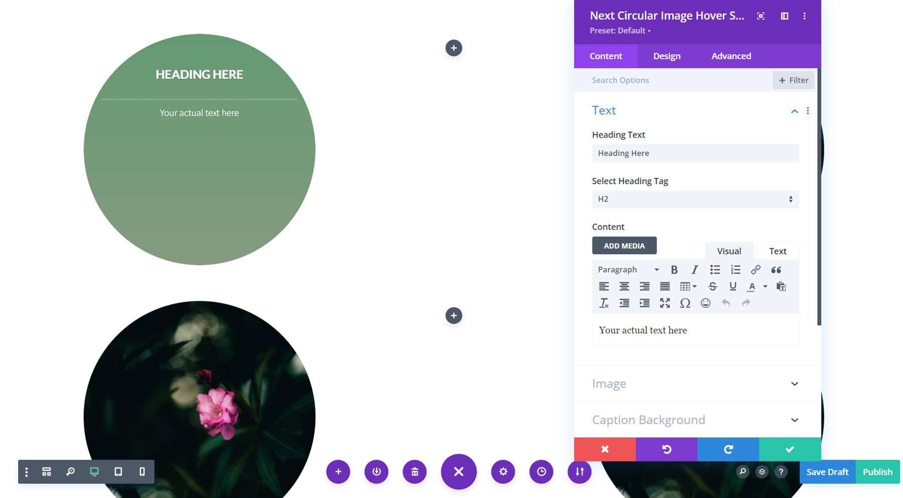 Divi Essential Circular Image Hover