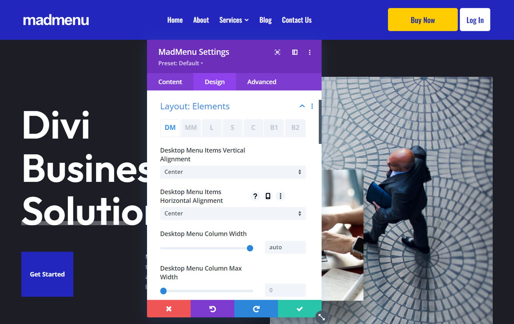 Divi MadMenu Layout Elements Settings