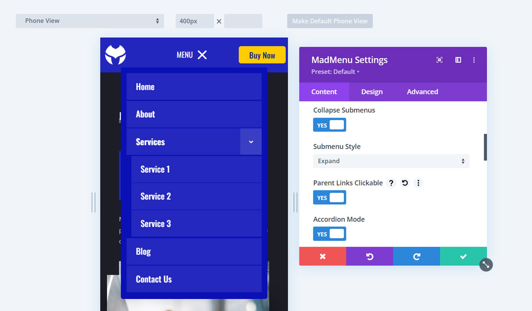 Divi MadMenu Mobile Menu Settings