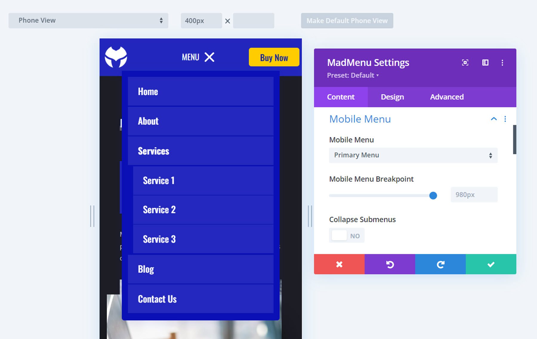 Divi MadMenu Mobile Menu Settings