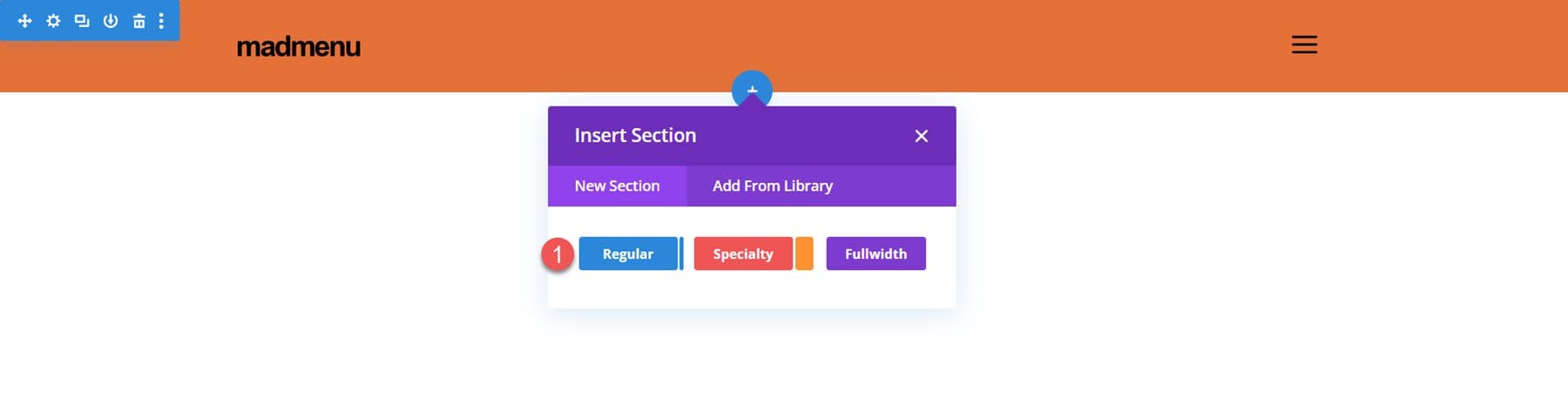 Divi MadMenu Tutorial Add Section