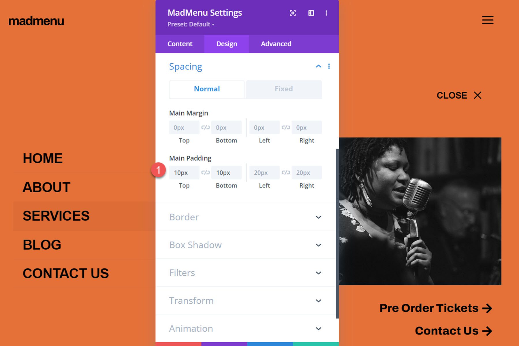 Divi MadMenu Tutorial Menu Padding